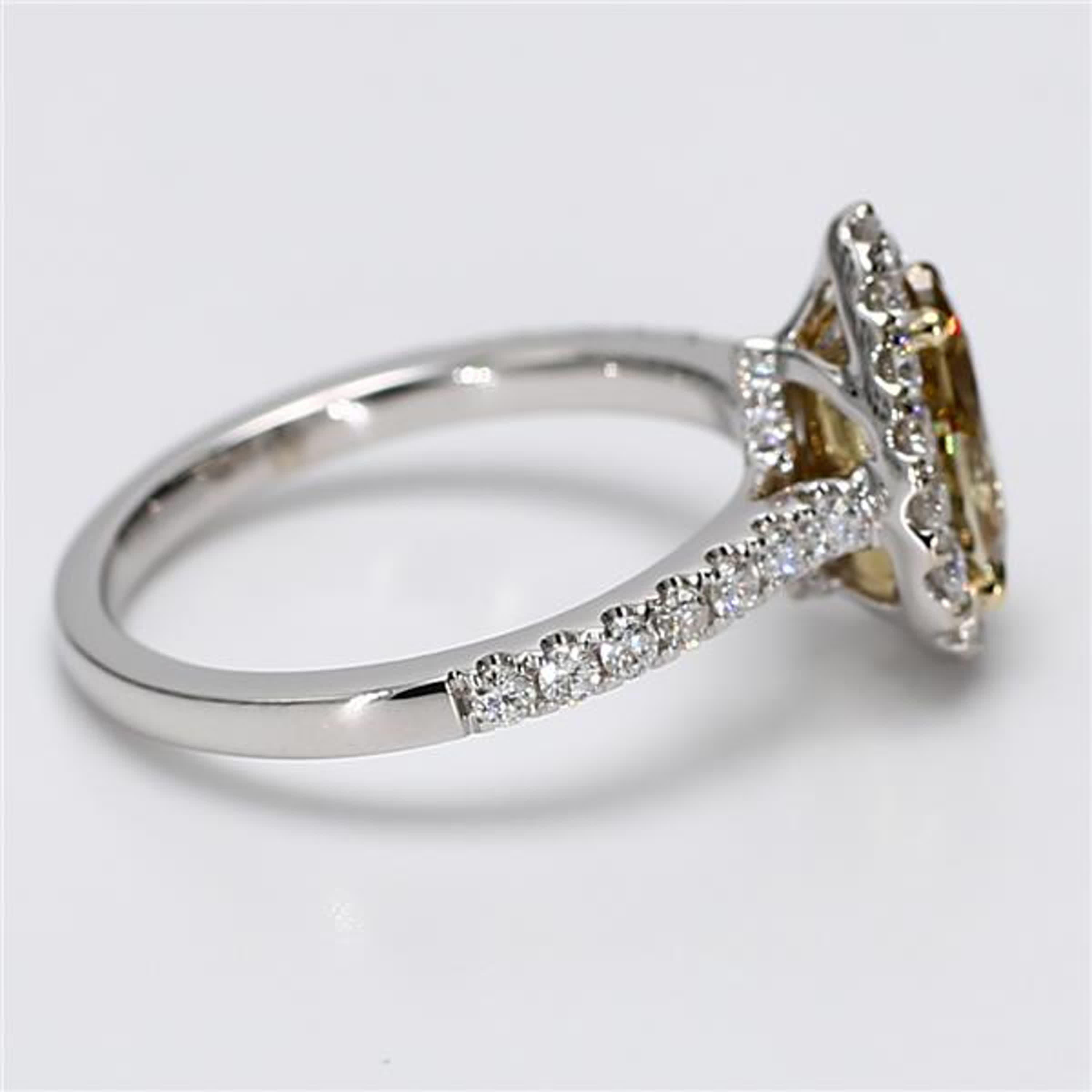 GIA Certified Natural Yellow Pear and White Diamond 1.69 Carat TW Gold Ring
