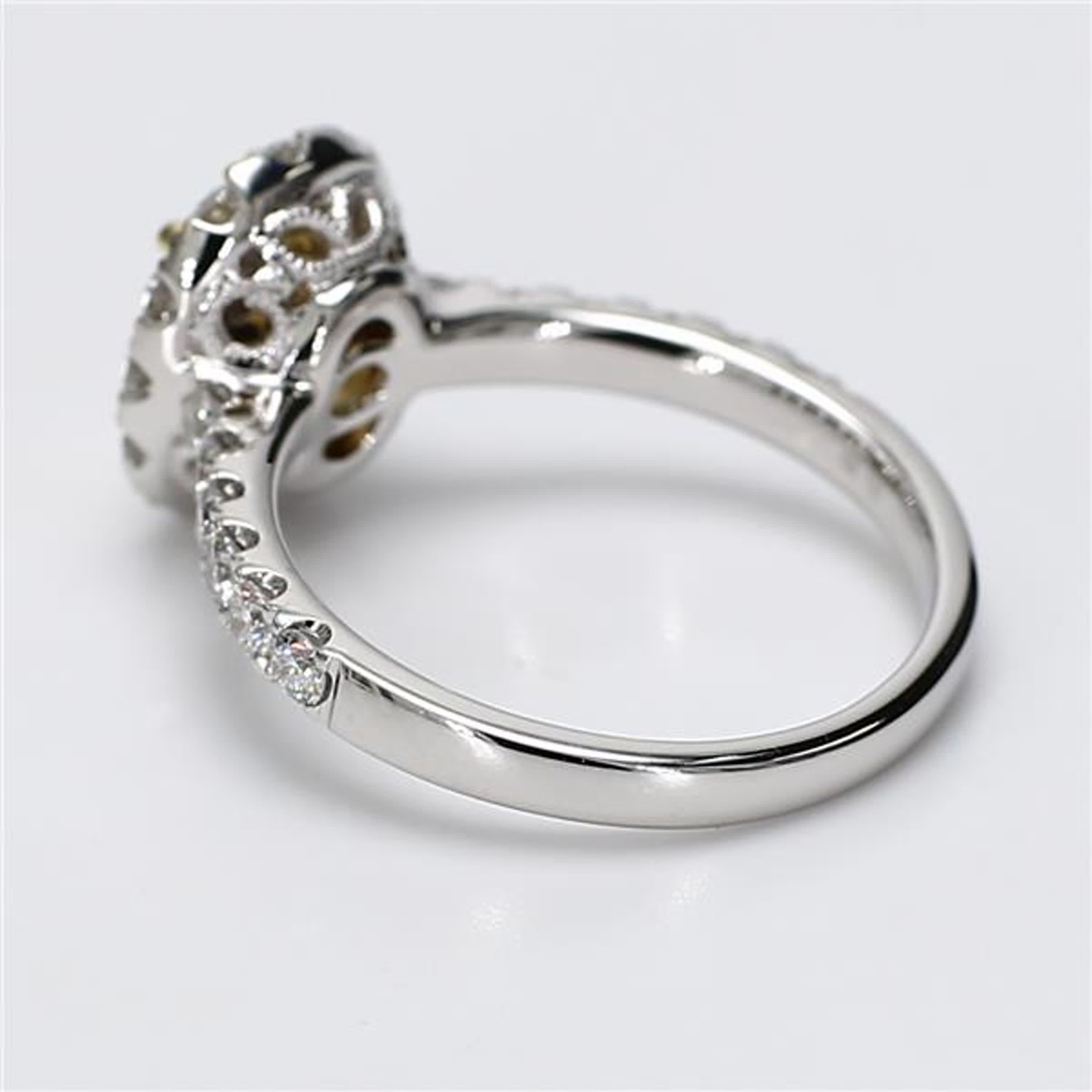 GIA Certified Natural Yellow Oval and White Diamond 1.81 Carat TW Gold Ring
