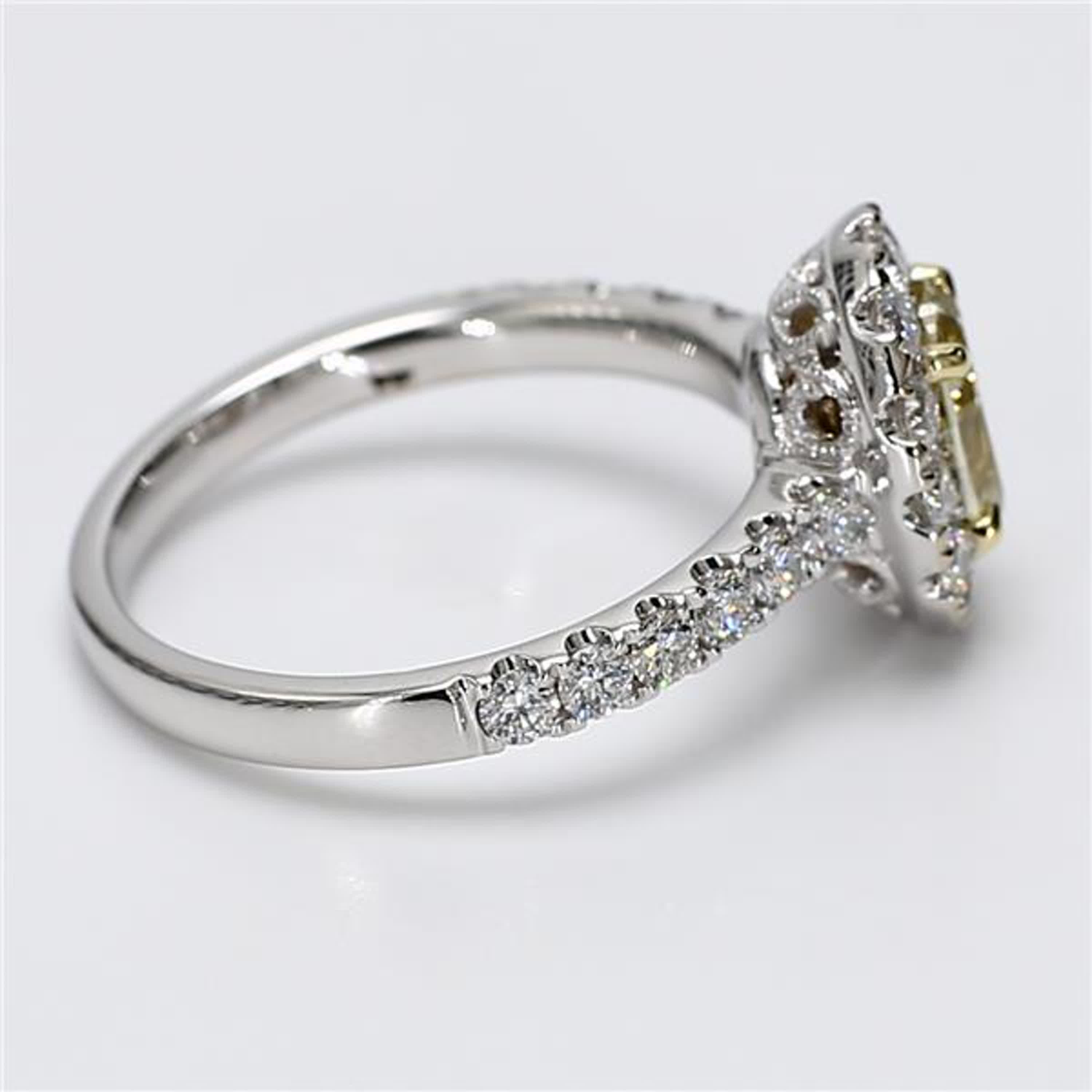 GIA Certified Natural Yellow Oval and White Diamond 1.81 Carat TW Gold Ring