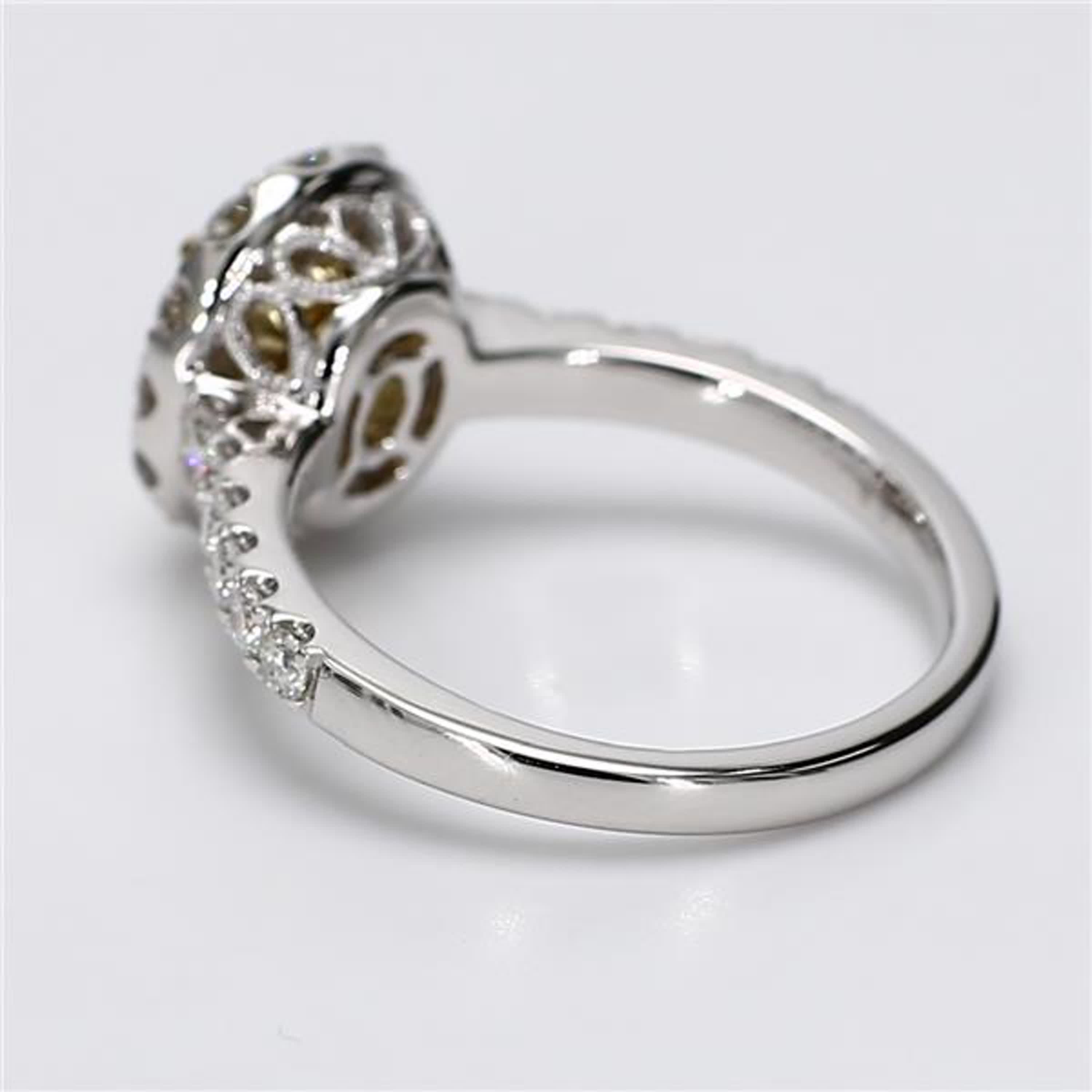 GIA Certified Natural Yellow Oval and White Diamond 1.78 Carat TW Gold Ring