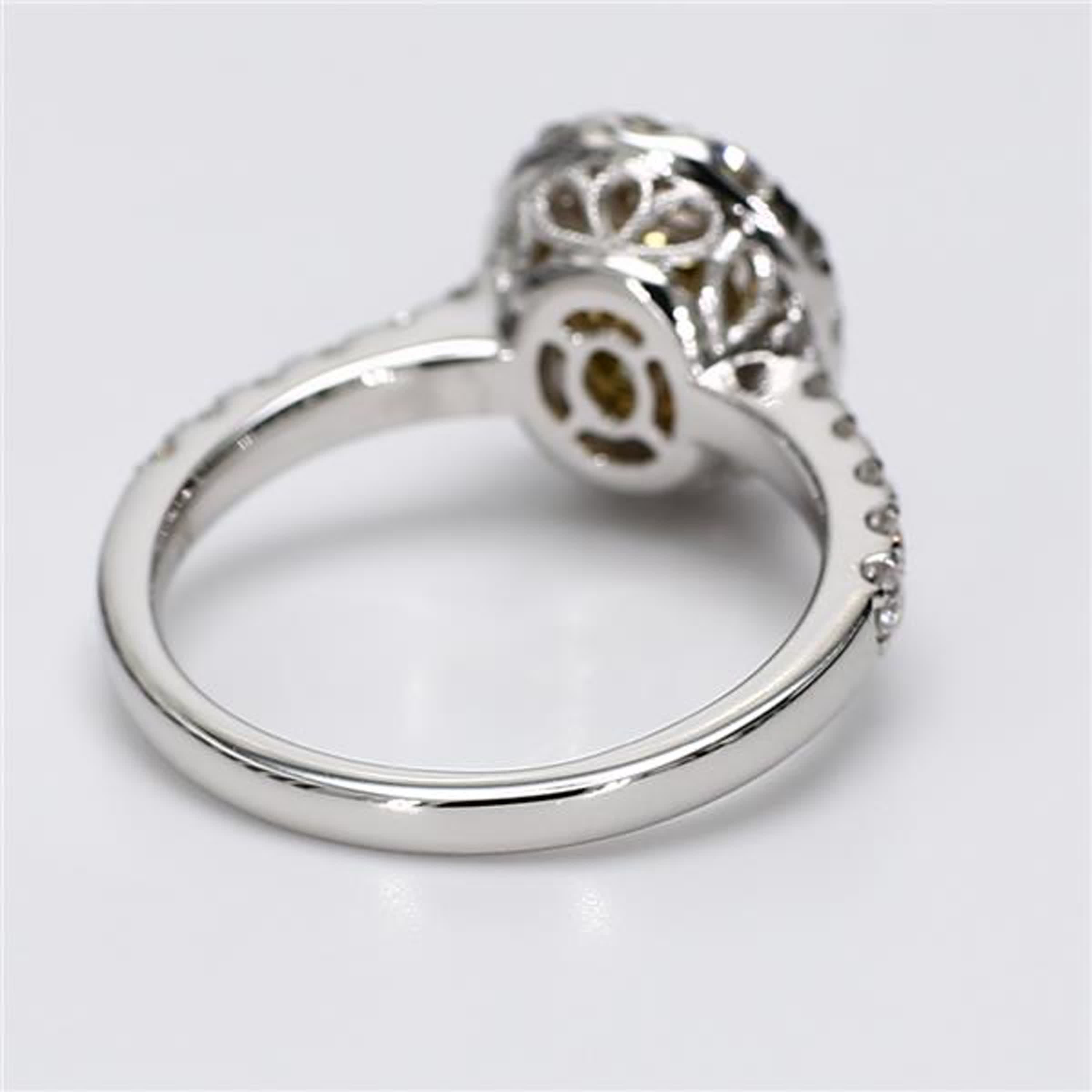 GIA Certified Natural Yellow Oval and White Diamond 1.78 Carat TW Gold Ring