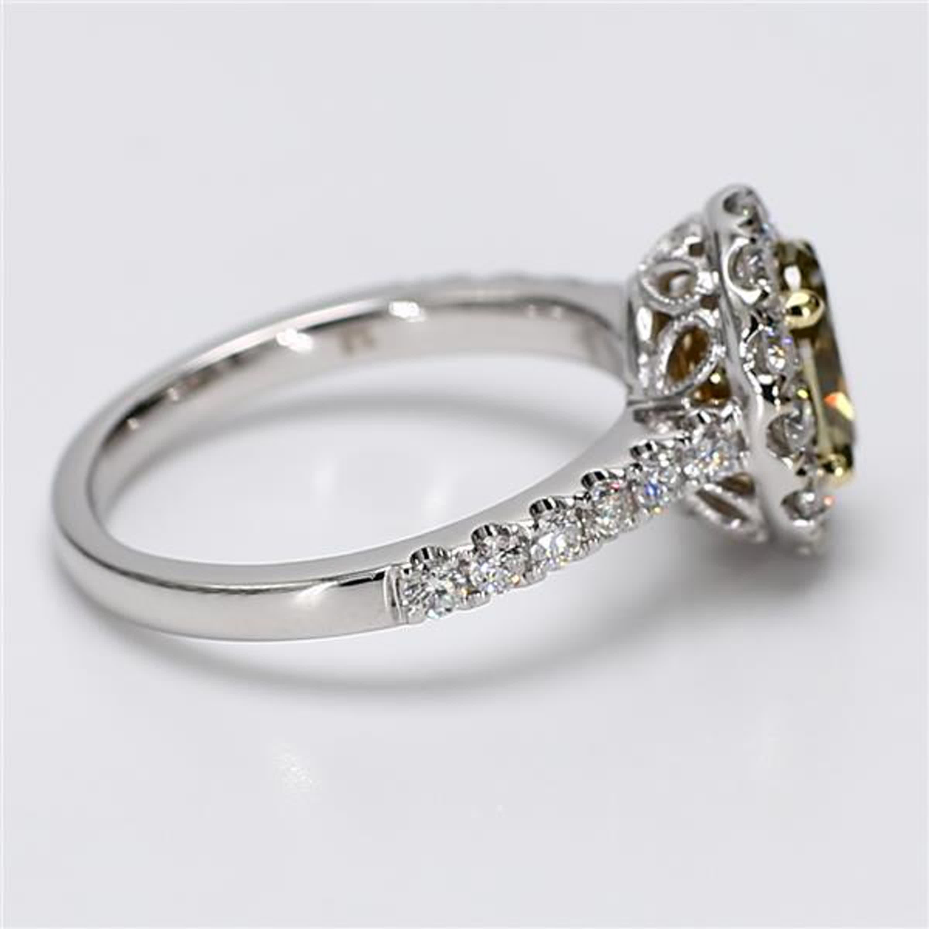 GIA Certified Natural Yellow Oval and White Diamond 1.78 Carat TW Gold Ring