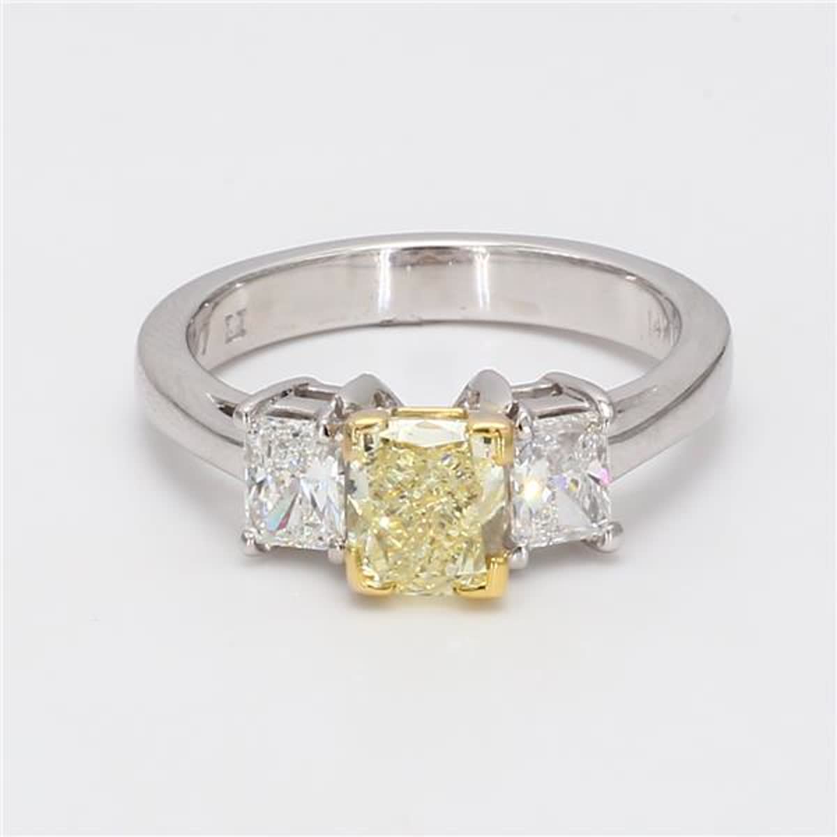 Natural Yellow Cushion and White Diamond 1.83 Carat TW Gold Cocktail Ring