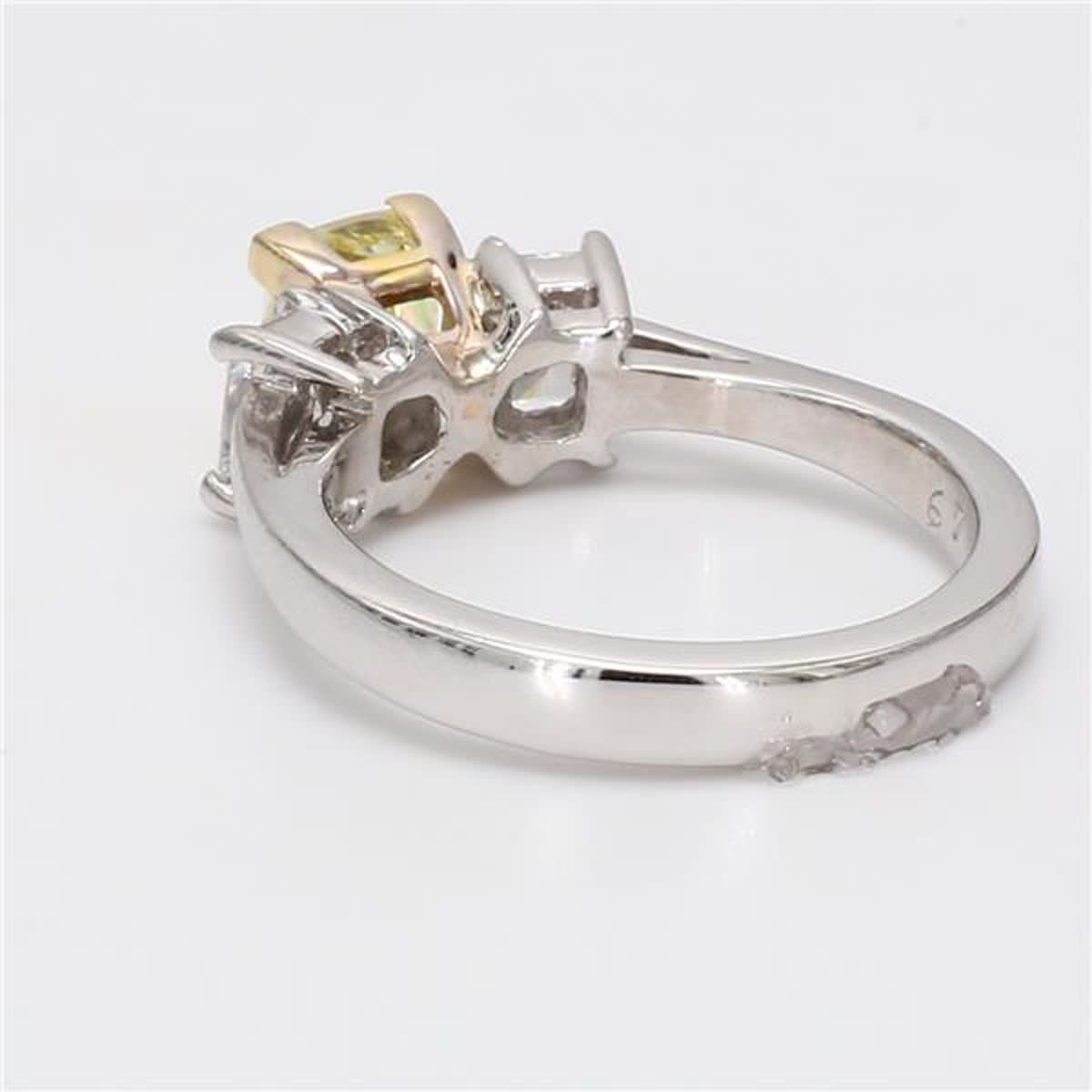 Natural Yellow Cushion and White Diamond 1.83 Carat TW Gold Cocktail Ring