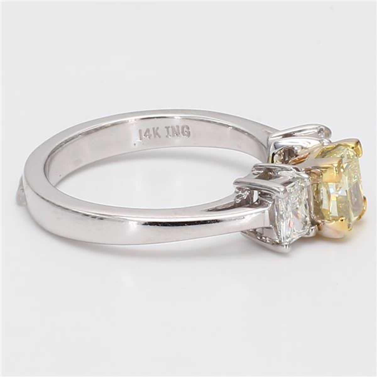 Natural Yellow Cushion and White Diamond 1.83 Carat TW Gold Cocktail Ring