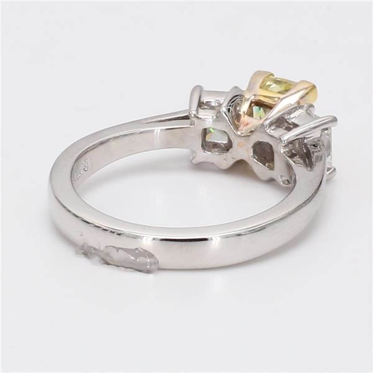 Natural Yellow Cushion and White Diamond 1.83 Carat TW Gold Cocktail Ring