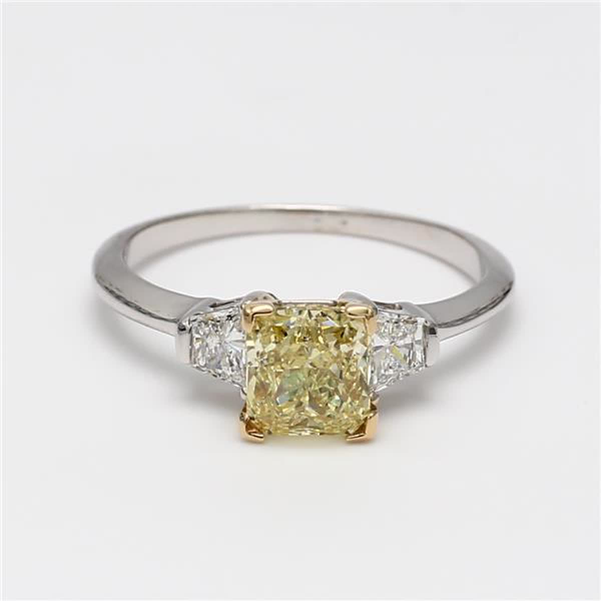 GIA Certified Natural Yellow Radiant and White Diamond 2.02 Carat TW Gold Ring