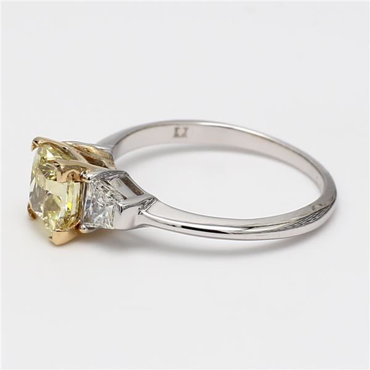 GIA Certified Natural Yellow Radiant and White Diamond 2.02 Carat TW Gold Ring