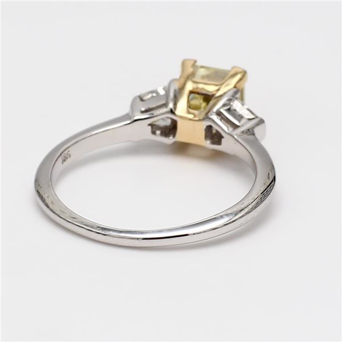 GIA Certified Natural Yellow Radiant and White Diamond 2.02 Carat TW Gold Ring