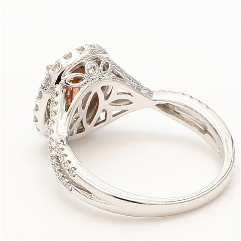 Natural Brown Oval and White Diamond 1.69 Carat TW Gold Cocktail Ring
