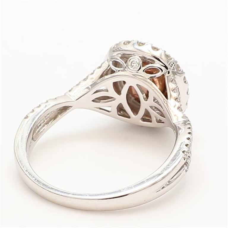 Natural Brown Oval and White Diamond 1.69 Carat TW Gold Cocktail Ring