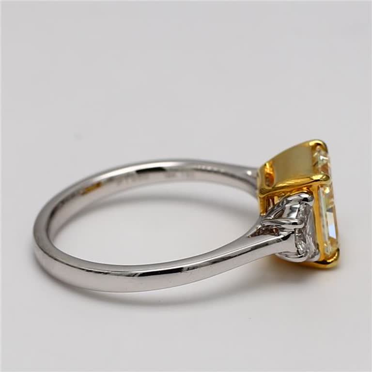 GIA Certified Natural Yellow Radiant and White Diamond 2.38 Carat TW Plat Ring