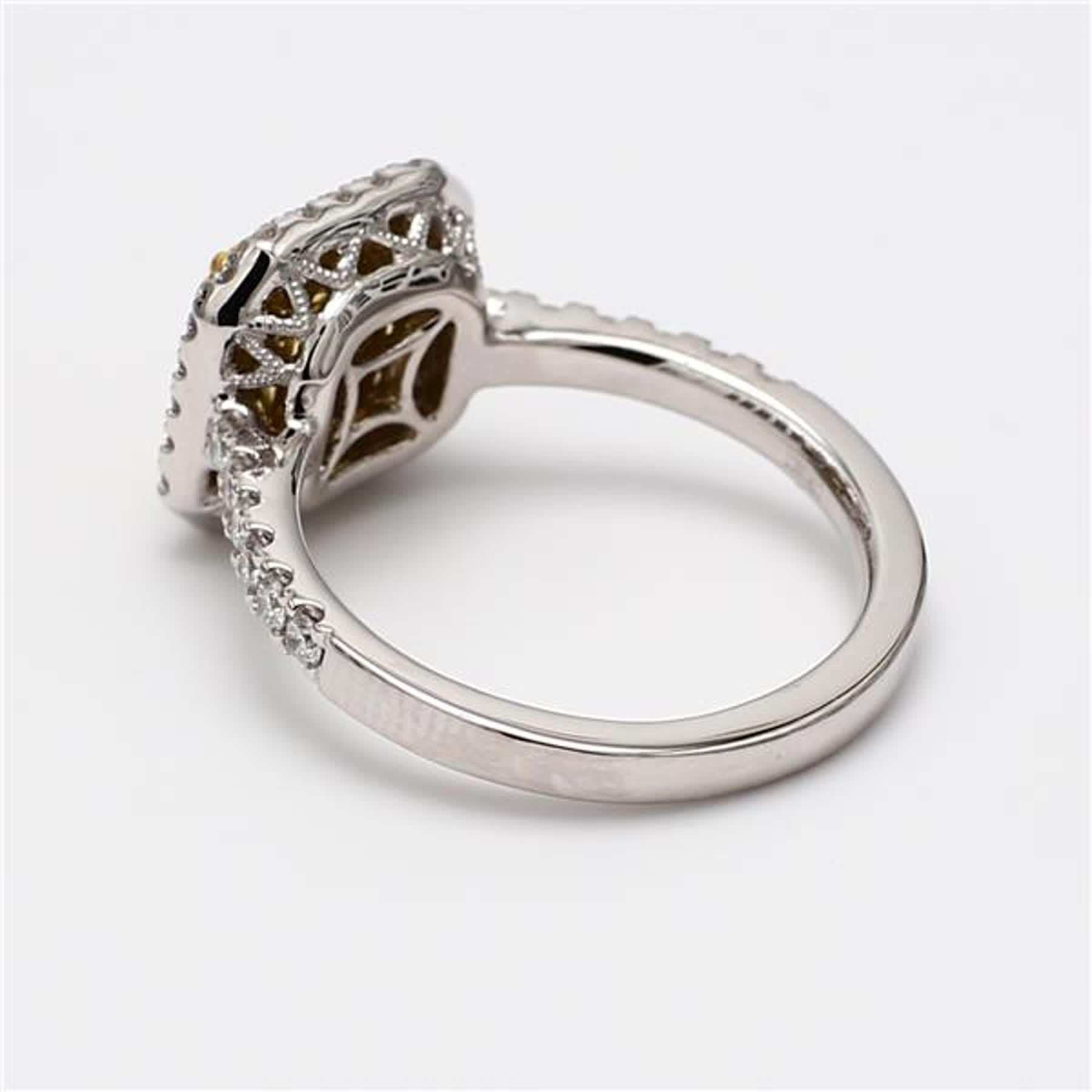 GIA Certified Natural Yellow Radiant and White Diamond 1.54 Carat TW Plat Ring