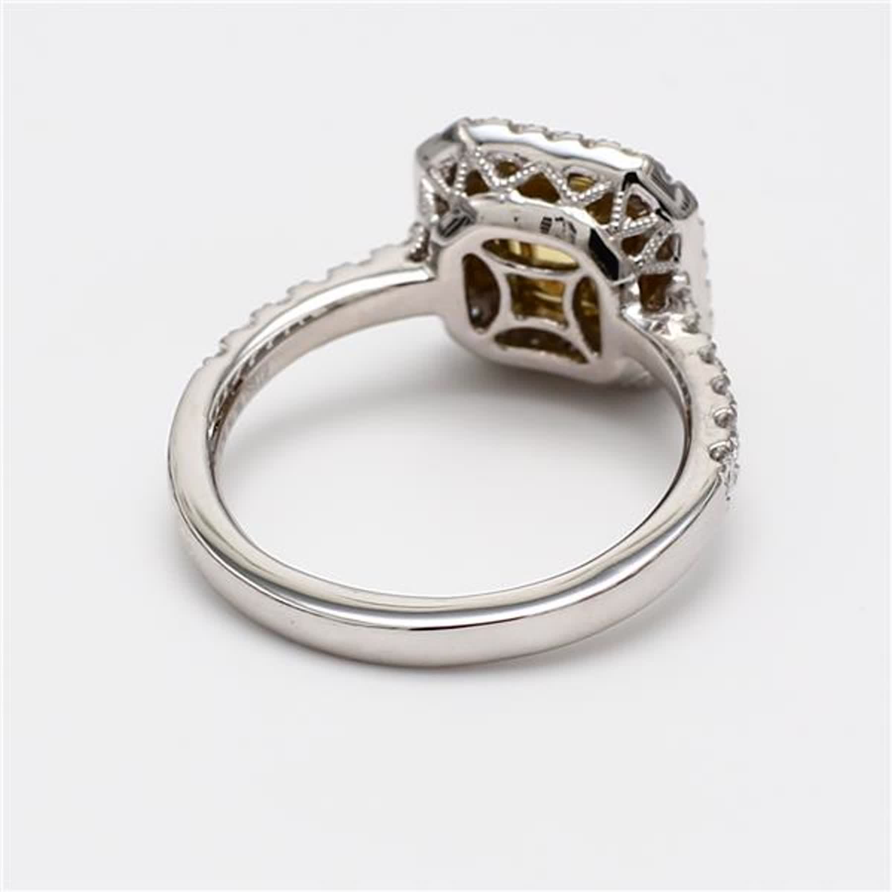 GIA Certified Natural Yellow Radiant and White Diamond 1.54 Carat TW Plat Ring