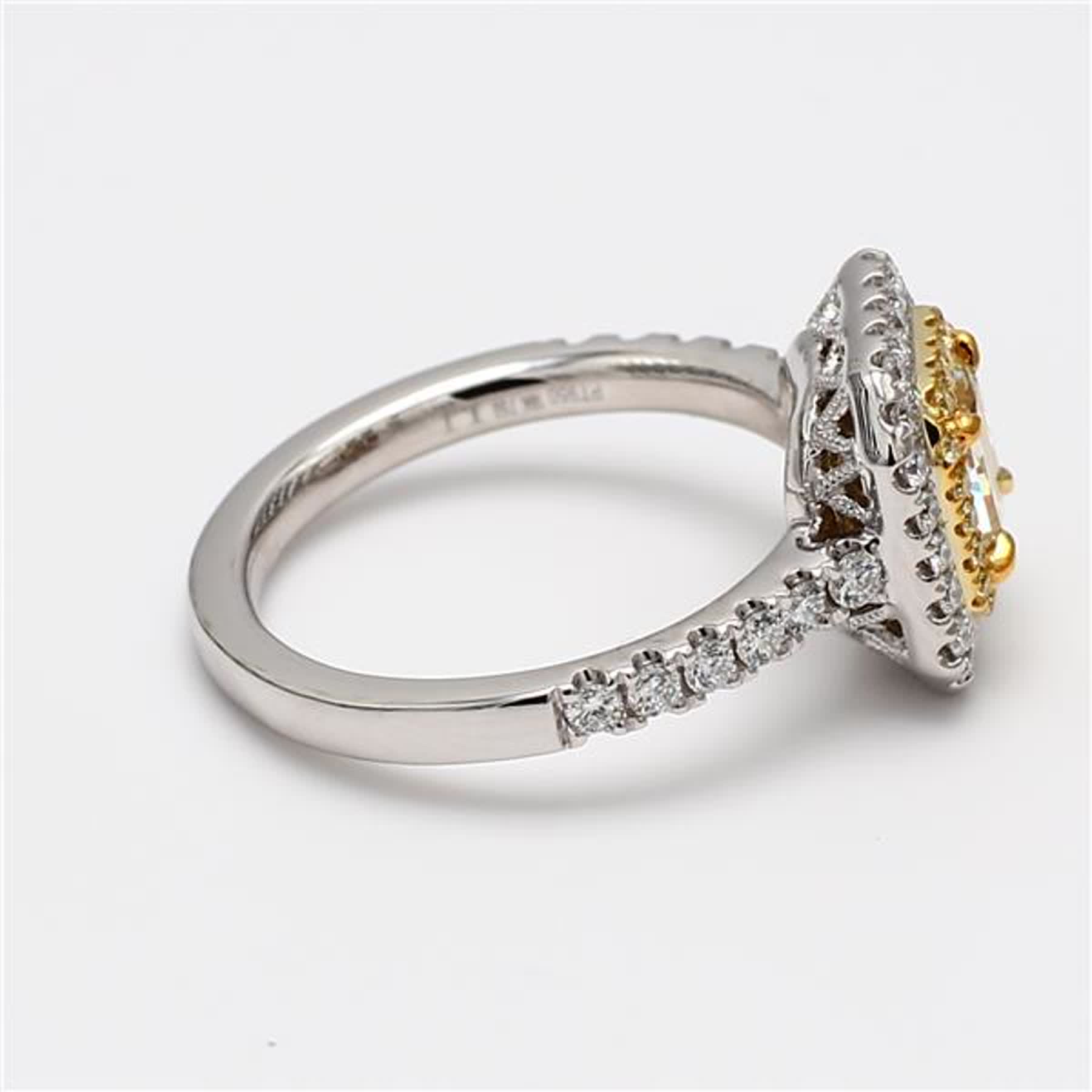 GIA Certified Natural Yellow Radiant and White Diamond 1.54 Carat TW Plat Ring
