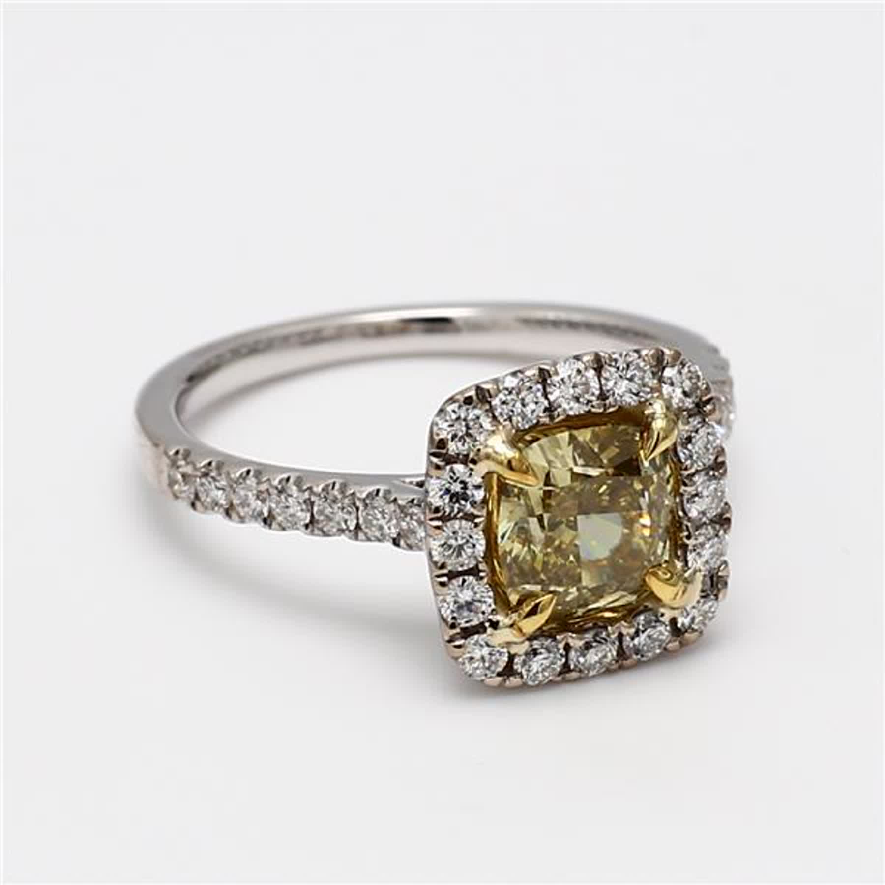 GIA Certified Natural Green Radiant and White Diamond 2.20 Carat TW Plat Ring