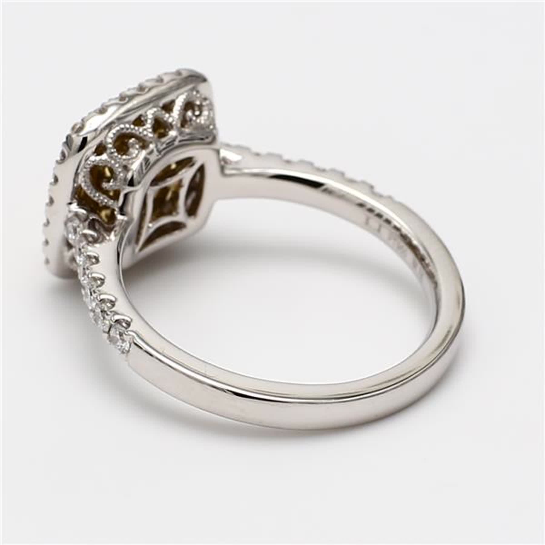 GIA Certified Natural Yellow Cushion and White Diamond 1.71 Carat TW Plat Ring