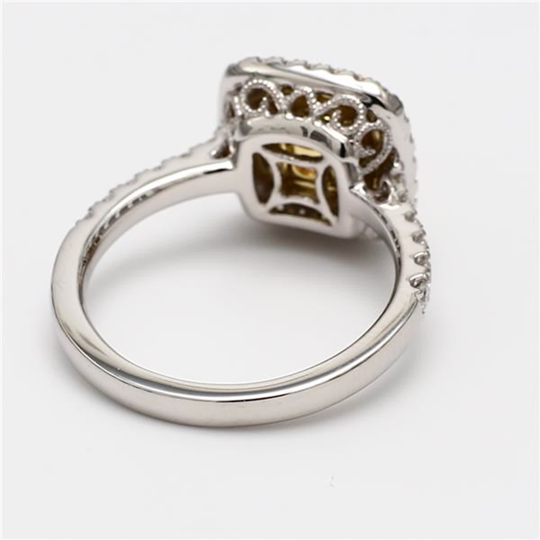 GIA Certified Natural Yellow Cushion and White Diamond 1.71 Carat TW Plat Ring