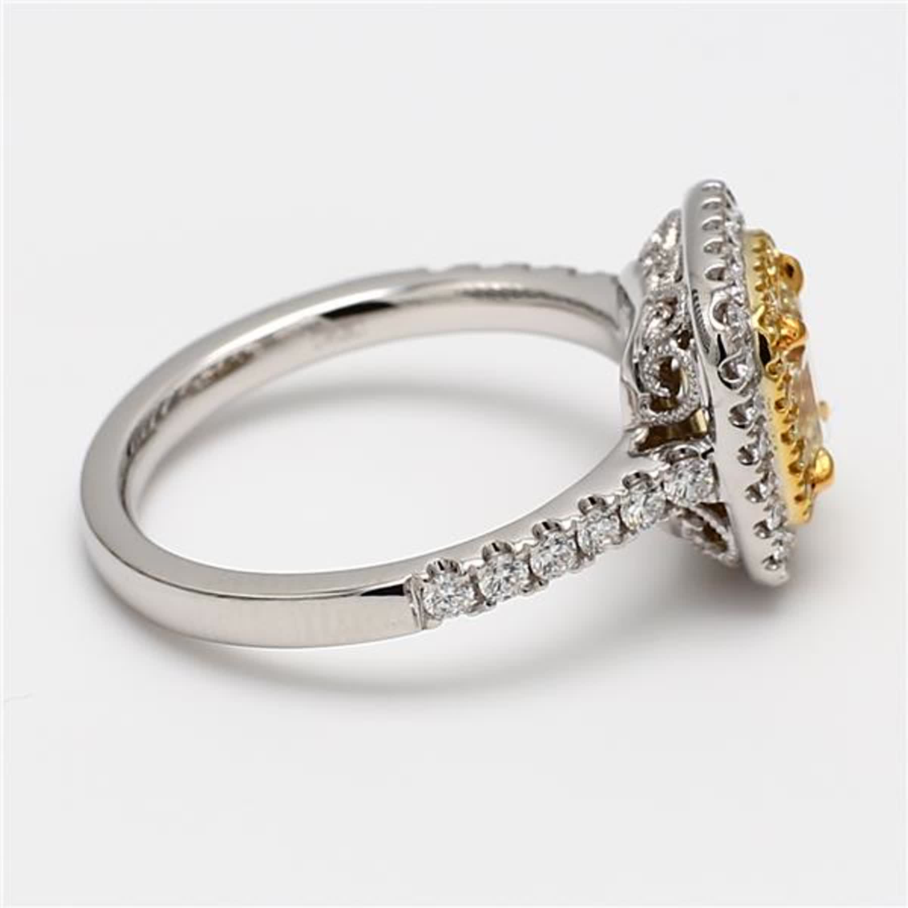 GIA Certified Natural Yellow Cushion and White Diamond 1.71 Carat TW Plat Ring