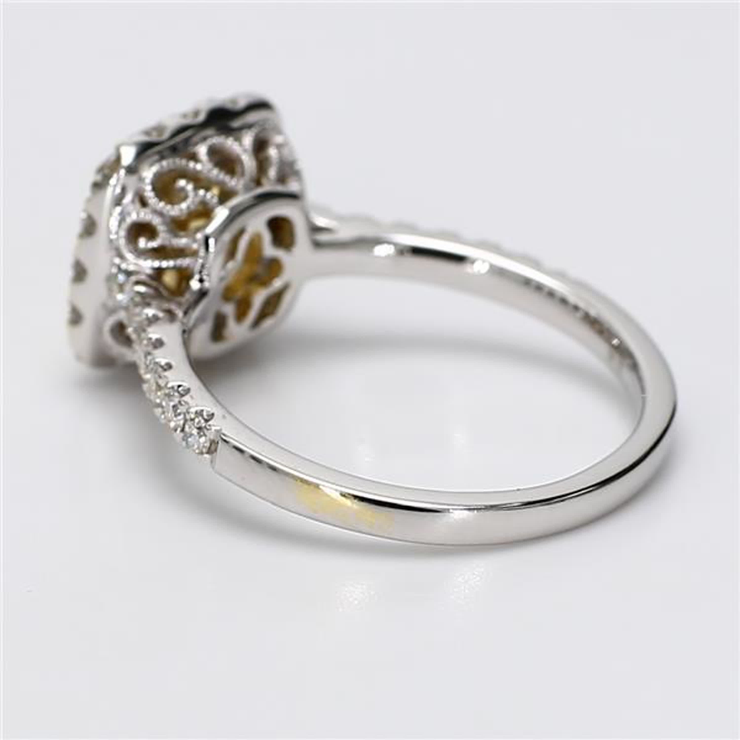 GIA Certified Natural Yellow Cushion and White Diamond 2.18 Carat TW Gold Ring