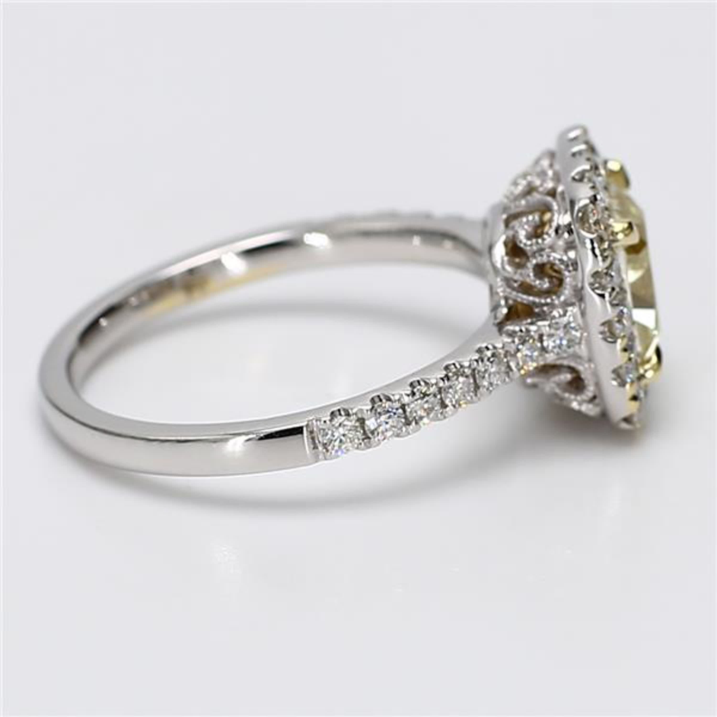 GIA Certified Natural Yellow Cushion and White Diamond 2.18 Carat TW Gold Ring