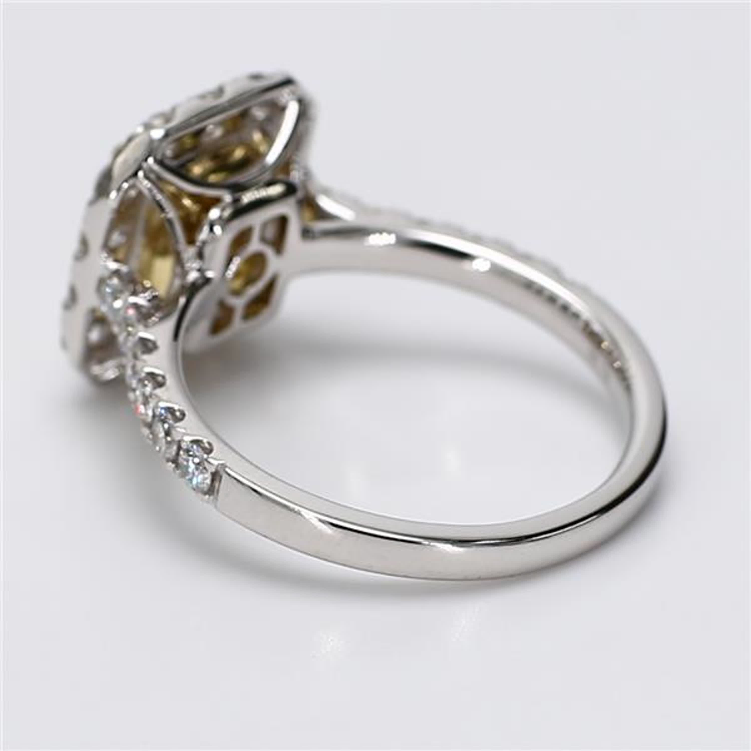 GIA Certified Natural Yellow Radiant and White Diamond 2.49 Carat TW Gold Ring
