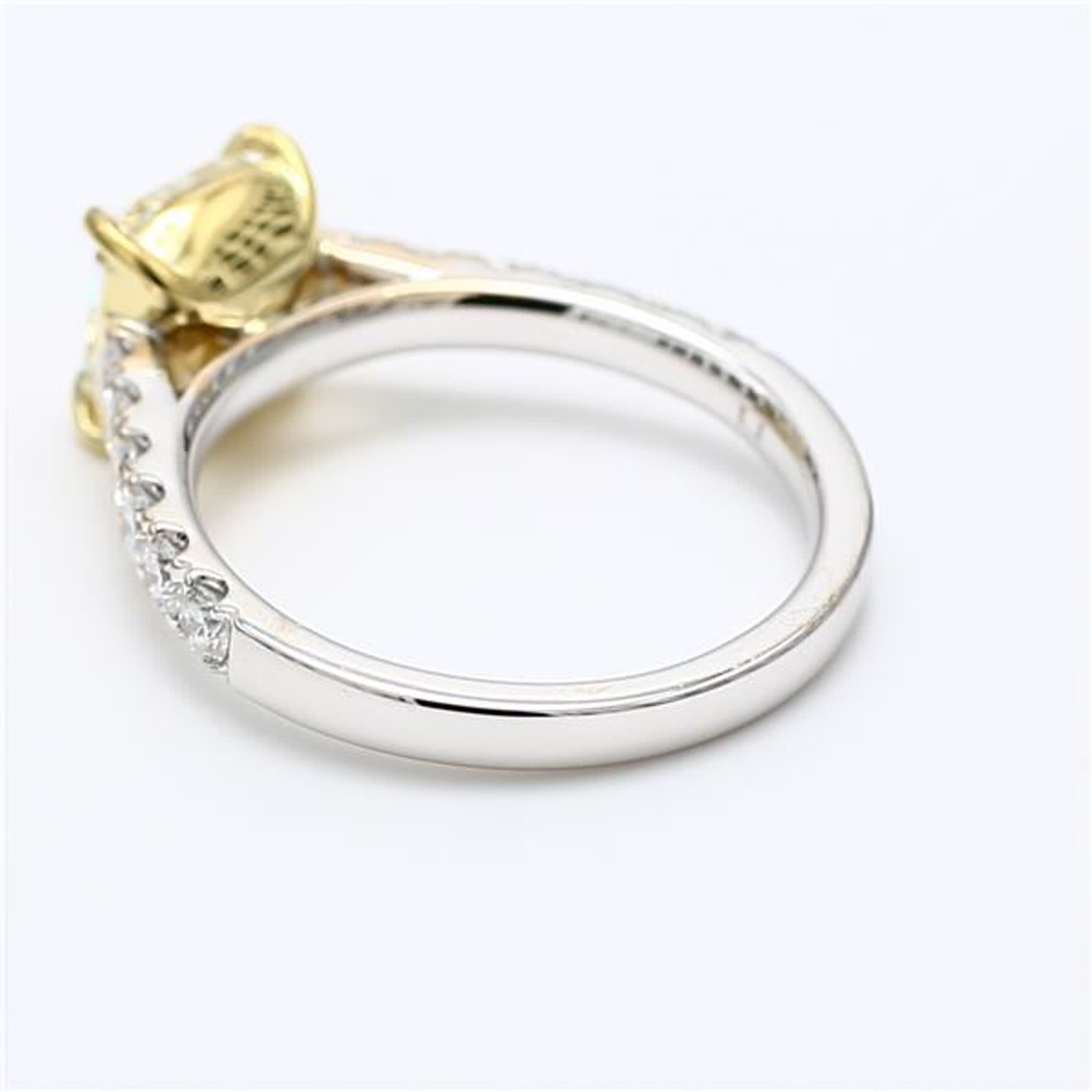 GIA Certified Natural Yellow Radiant and White Diamond 2.69 Carat TW Gold Ring