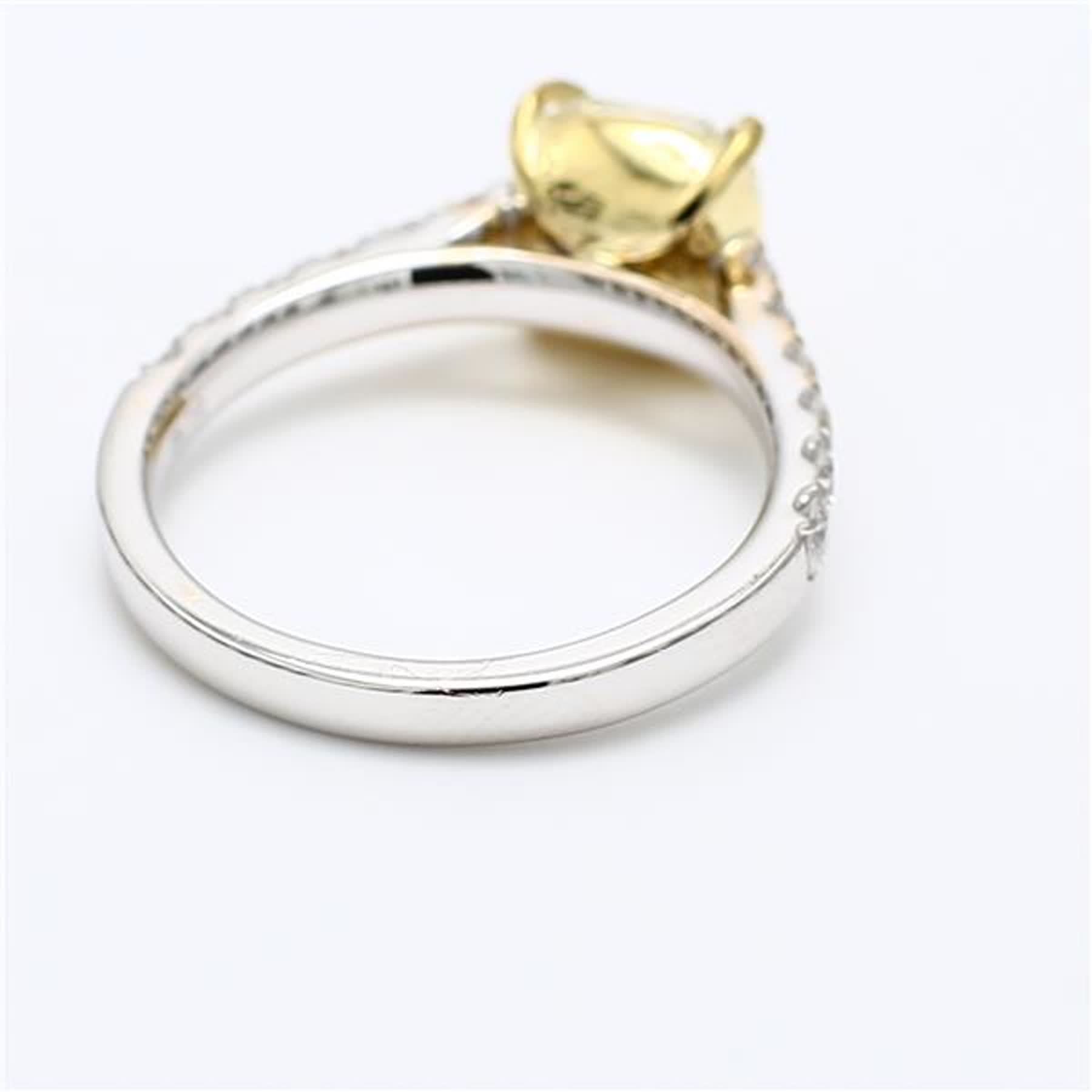GIA Certified Natural Yellow Radiant and White Diamond 2.69 Carat TW Gold Ring