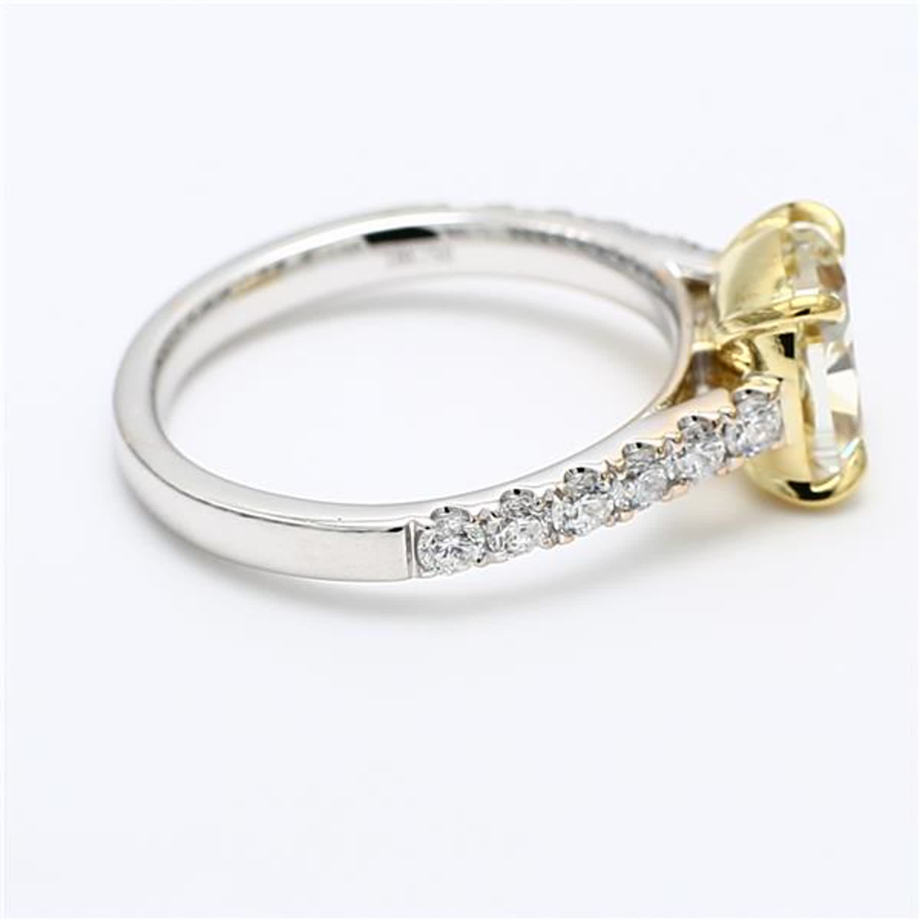 GIA Certified Natural Yellow Radiant and White Diamond 2.69 Carat TW Gold Ring