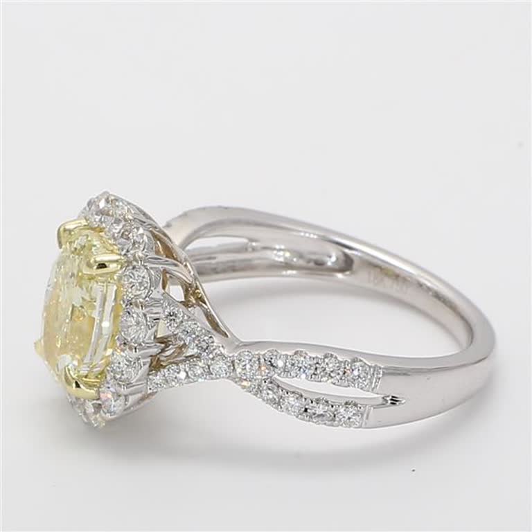 GIA Certified Natural Yellow Oval and White Diamond 2.93 Carat TW Gold Ring