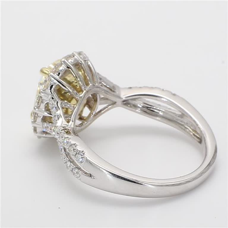 GIA Certified Natural Yellow Oval and White Diamond 2.93 Carat TW Gold Ring