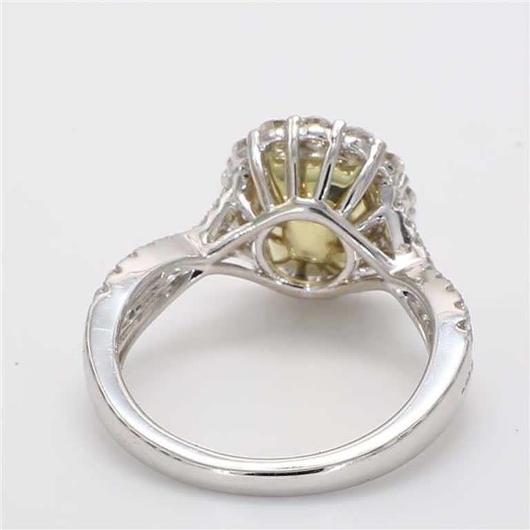 GIA Certified Natural Yellow Oval and White Diamond 2.93 Carat TW Gold Ring