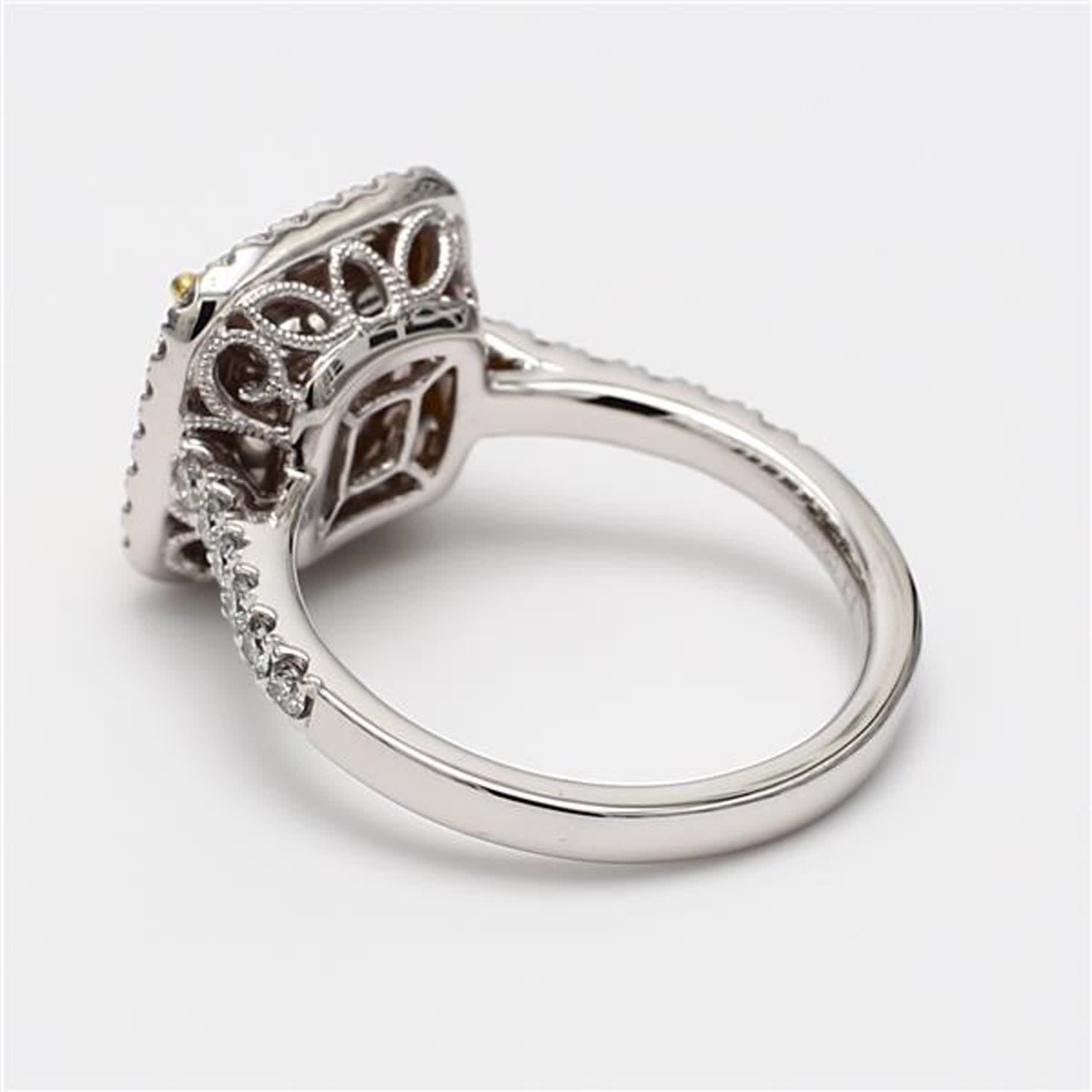 GIA Certified Natural Yellow Cushion and White Diamond 2.62 Carat TW Plat Ring