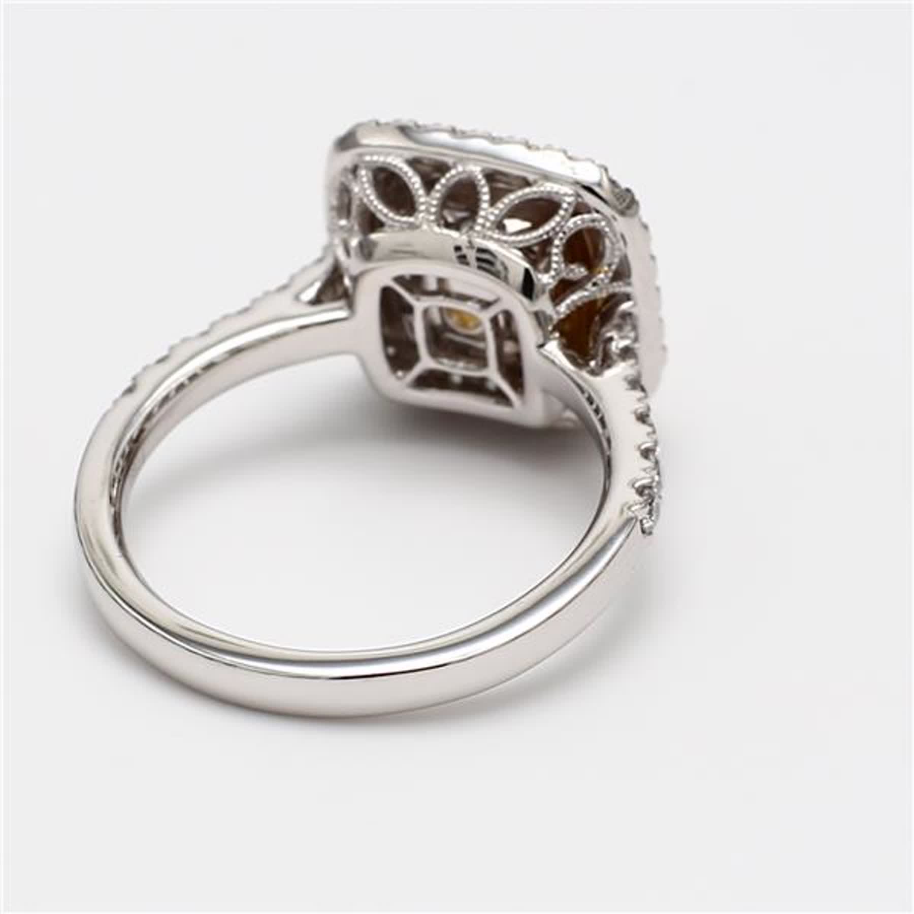 GIA Certified Natural Yellow Cushion and White Diamond 2.62 Carat TW Plat Ring