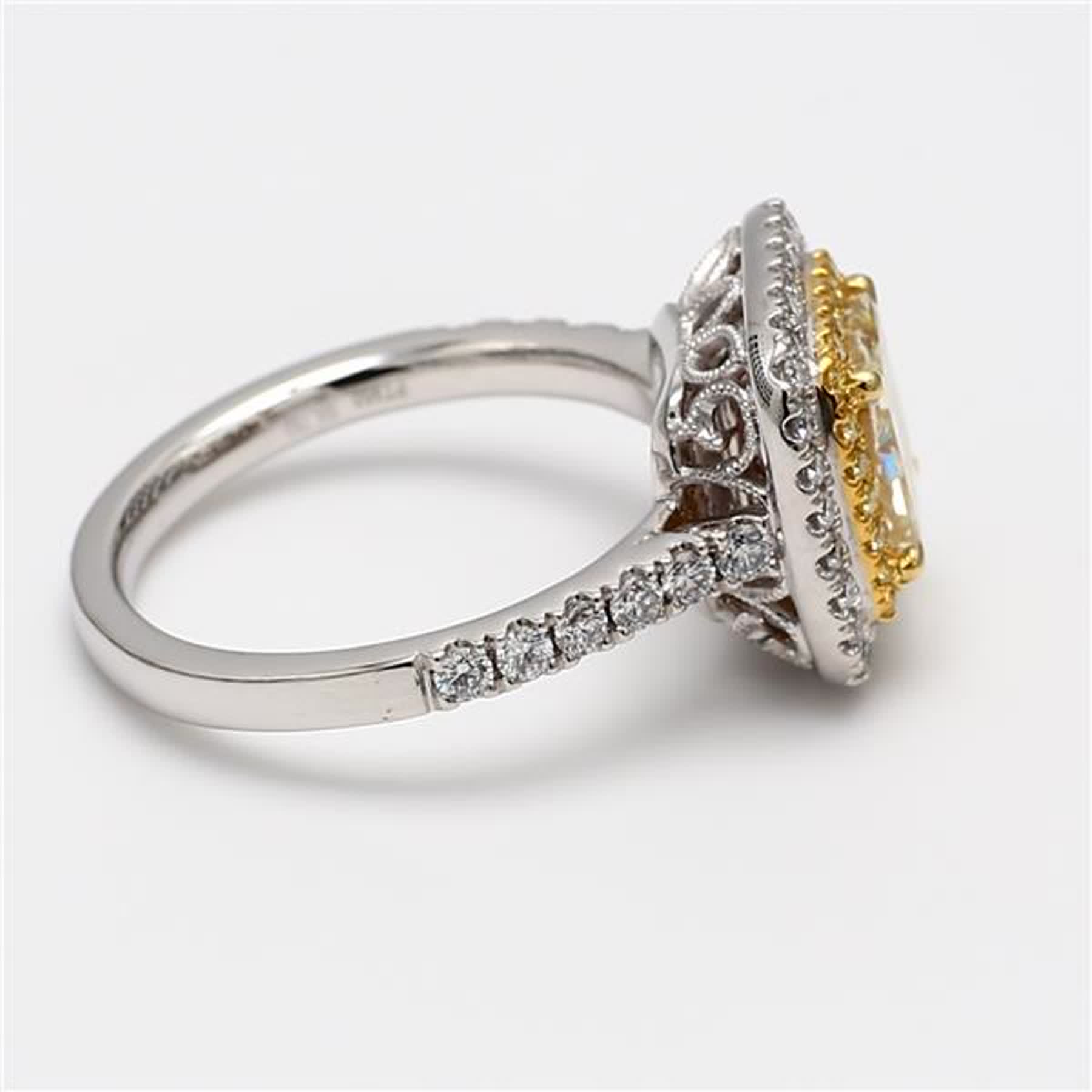GIA Certified Natural Yellow Cushion and White Diamond 2.62 Carat TW Plat Ring