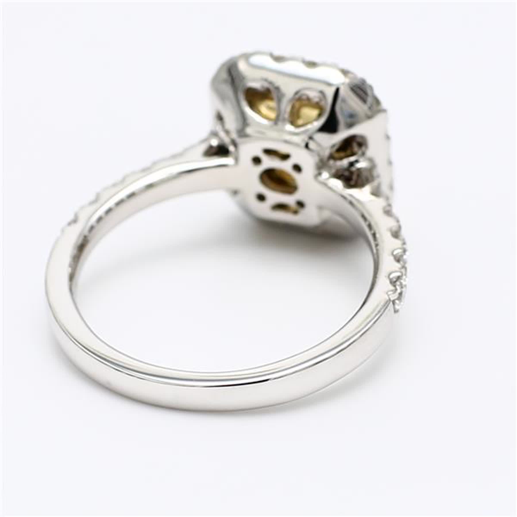 GIA Certified Natural Yellow Asscher and White Diamond 2.77 Carat TW Plat Ring