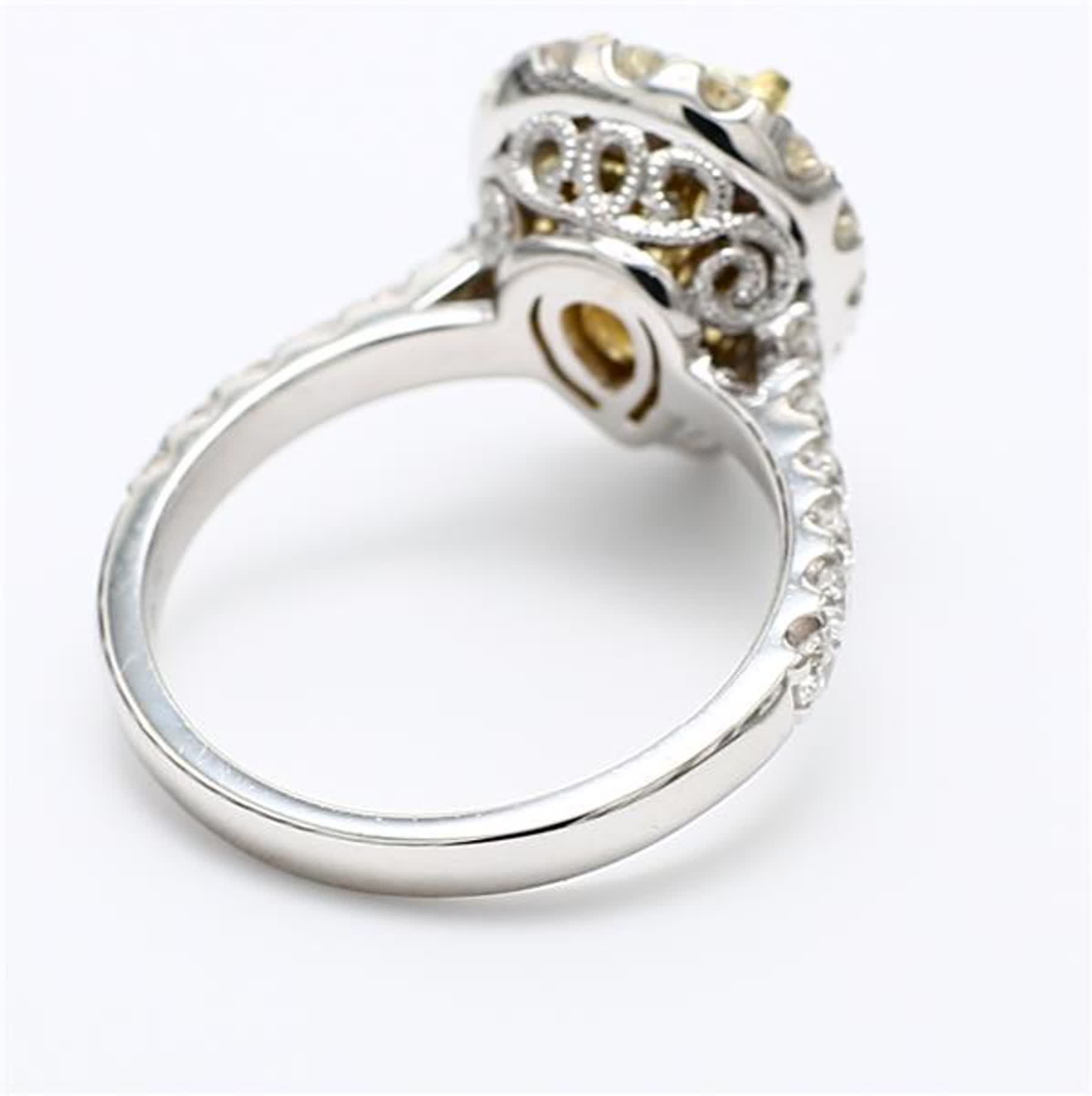 GIA Certified Natural Yellow Pear and White Diamond 3.41 Carat TW Gold Ring