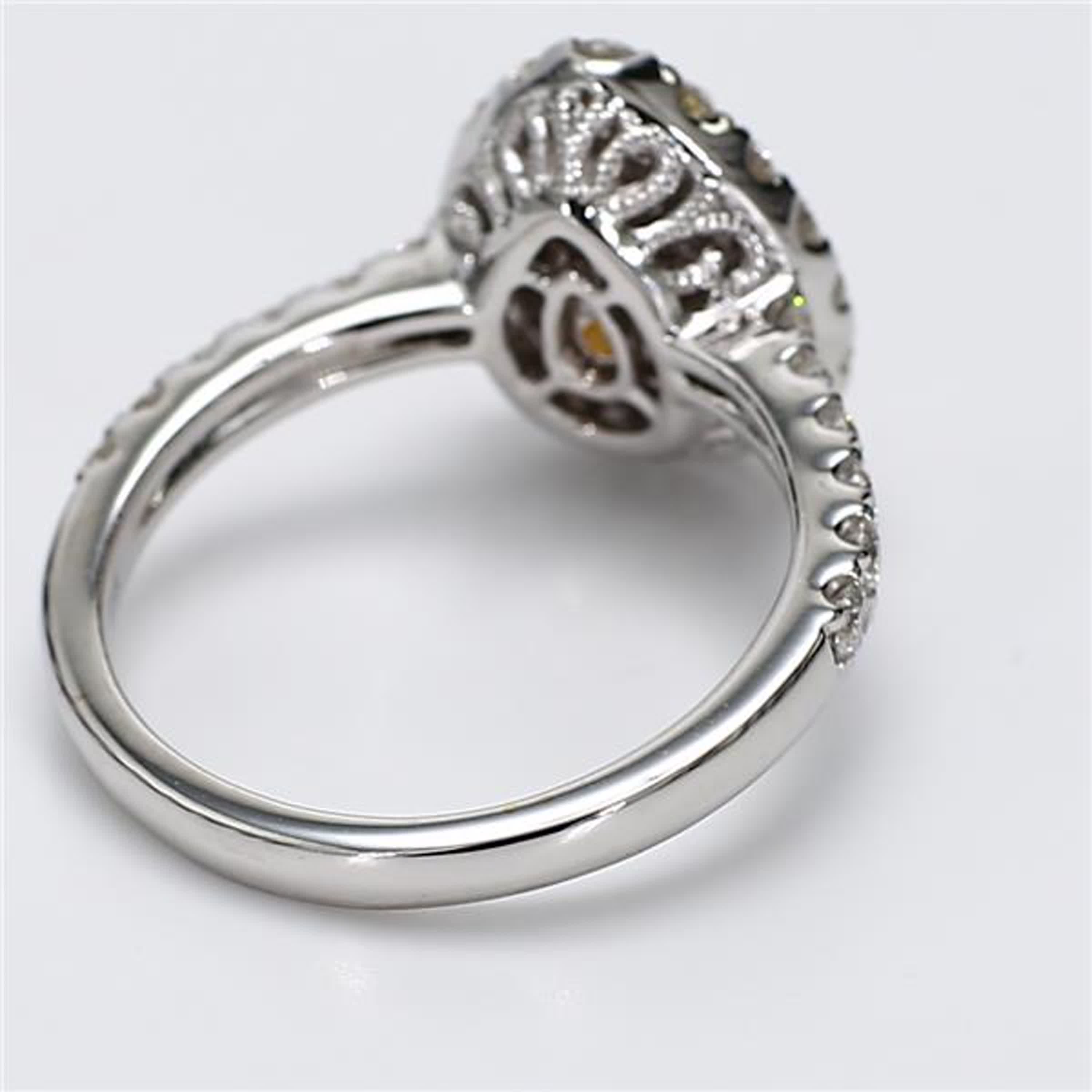 GIA Certified Natural Yellow Pear and White Diamond 2.86 Carat TW Gold Ring