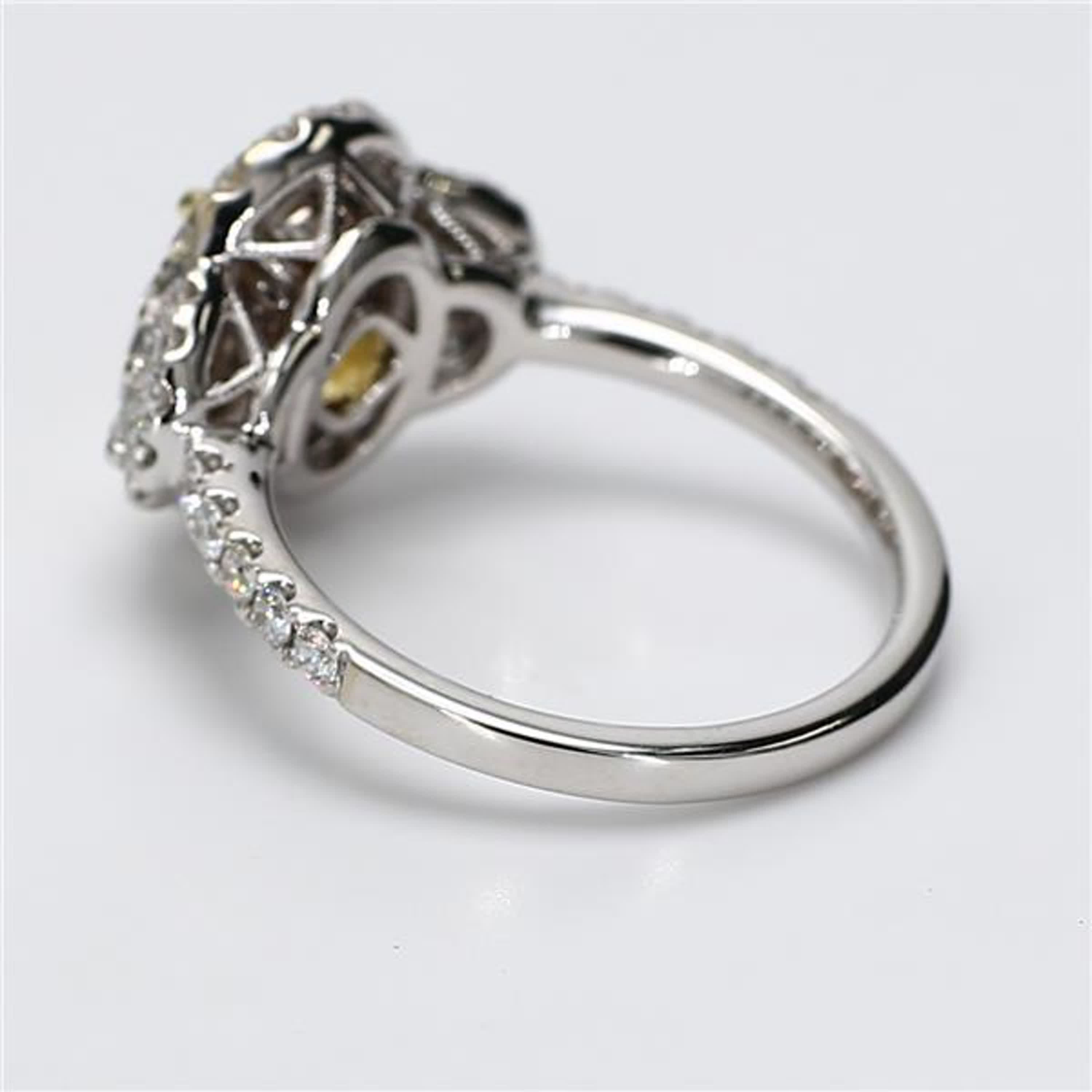 GIA Certified Natural Yellow Oval and White Diamond 2.87 Carat TW Gold Ring