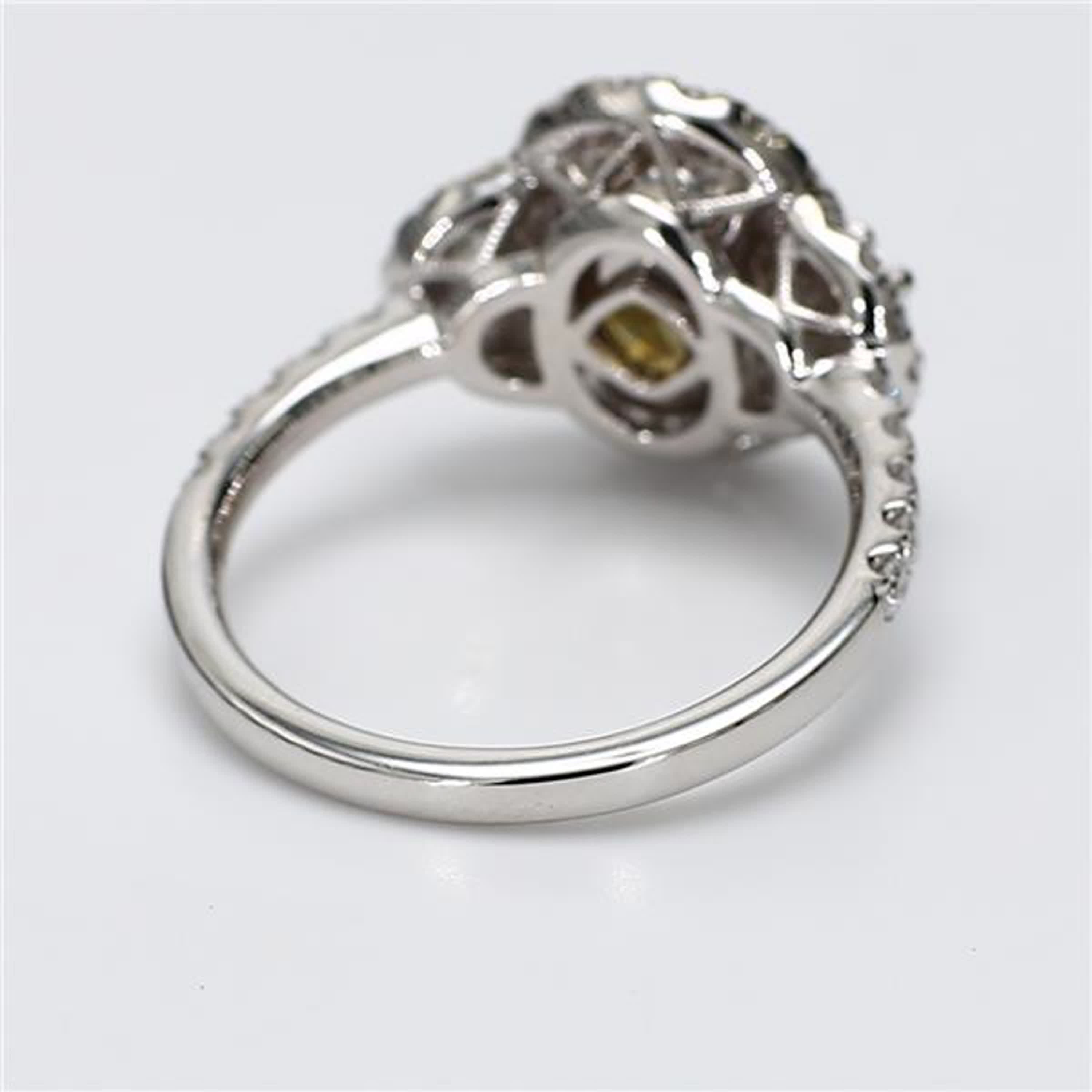 GIA Certified Natural Yellow Oval and White Diamond 2.87 Carat TW Gold Ring