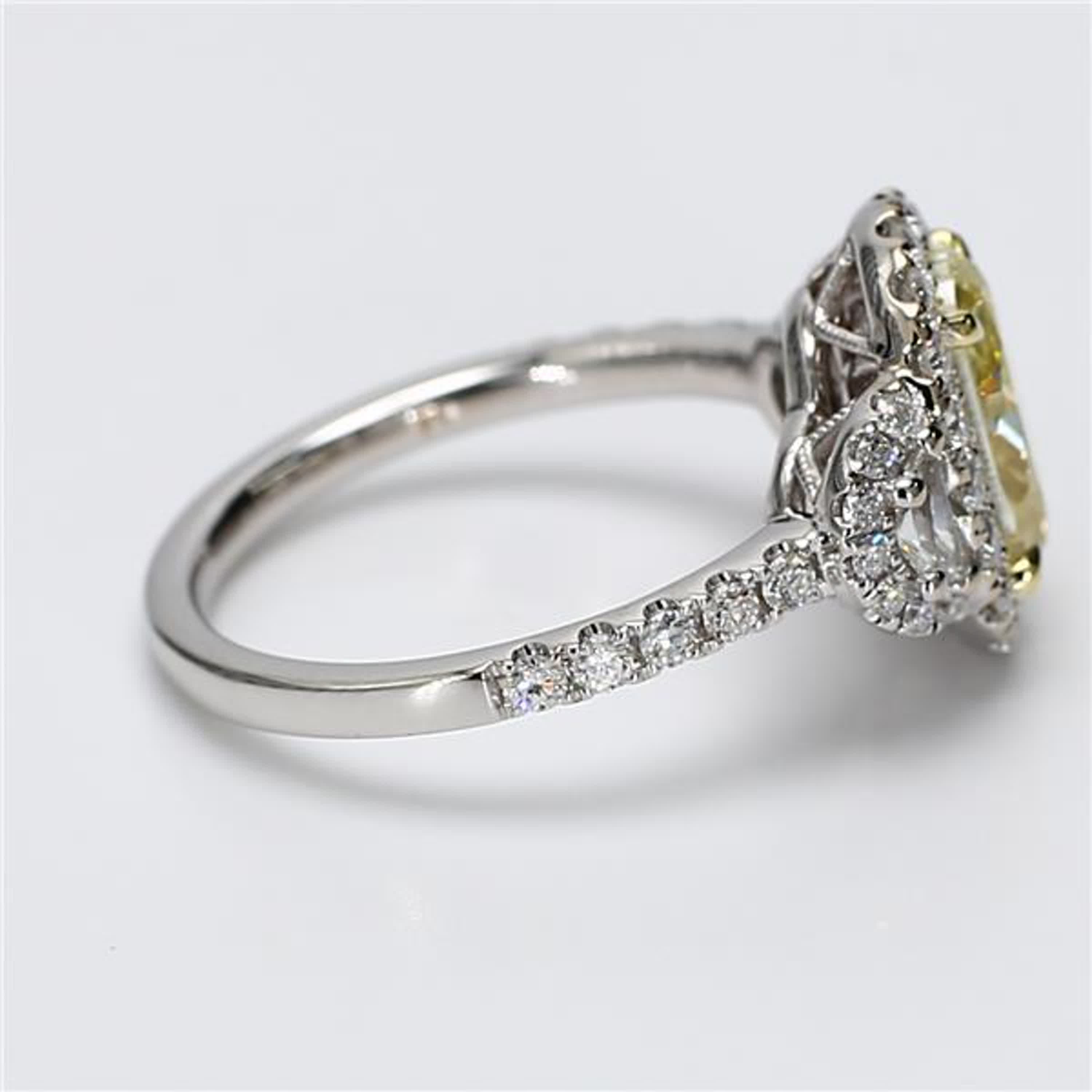 GIA Certified Natural Yellow Oval and White Diamond 2.87 Carat TW Gold Ring