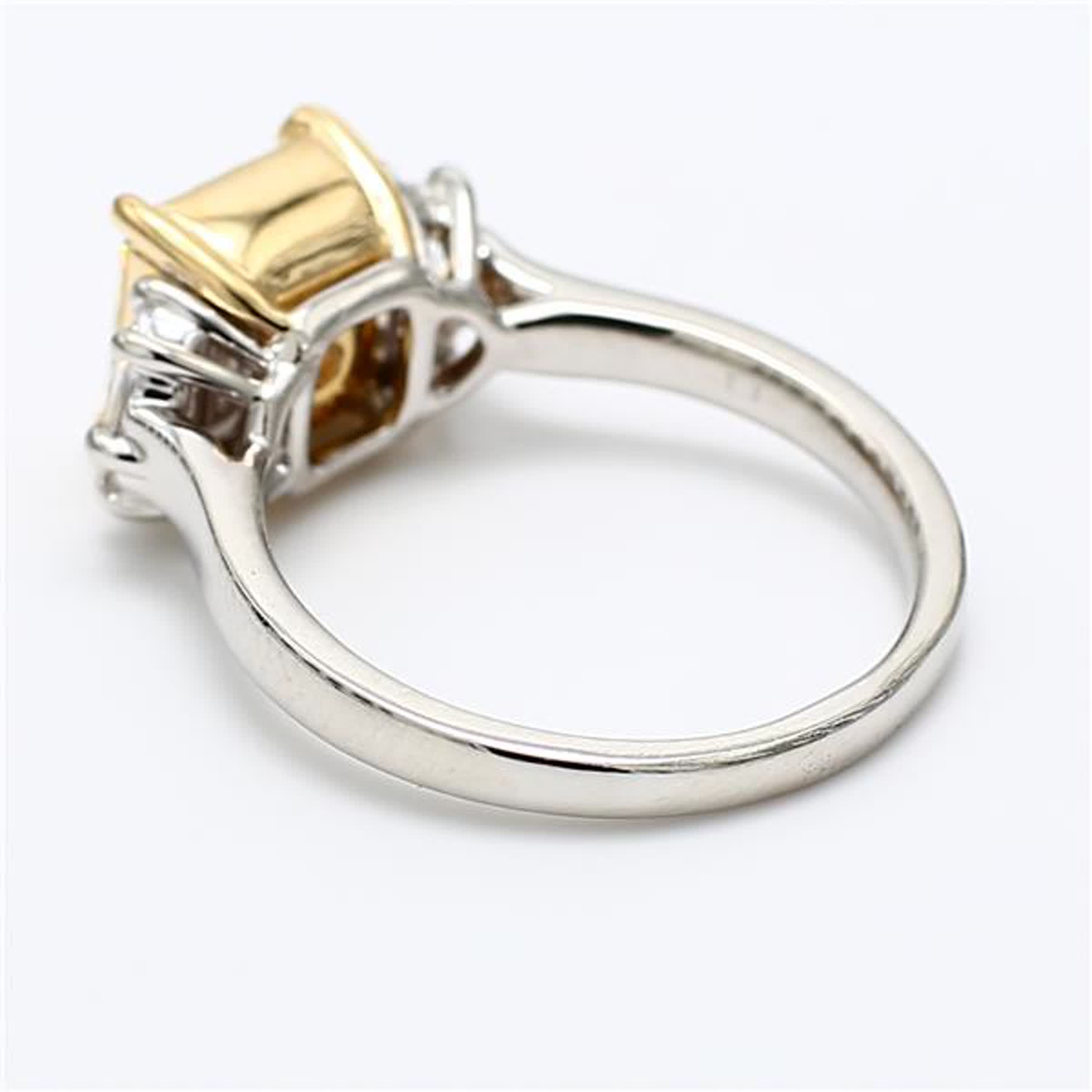GIA Certified Natural Yellow Radiant and White Diamond 2.72 Carat TW Plat Ring