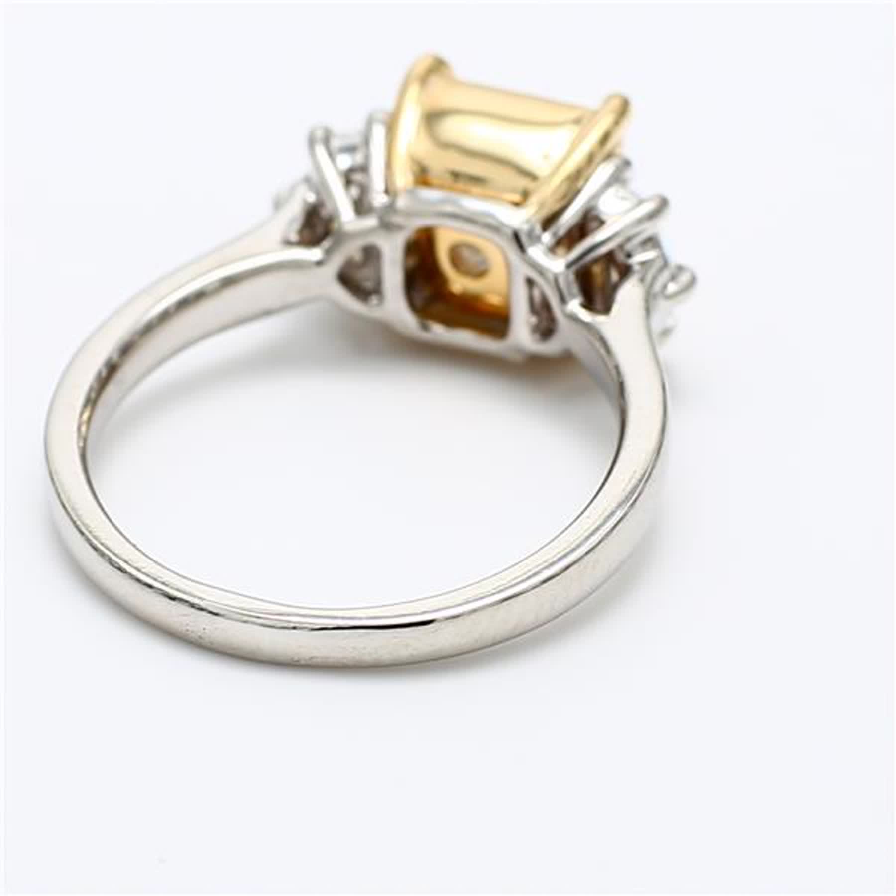 GIA Certified Natural Yellow Radiant and White Diamond 2.72 Carat TW Plat Ring