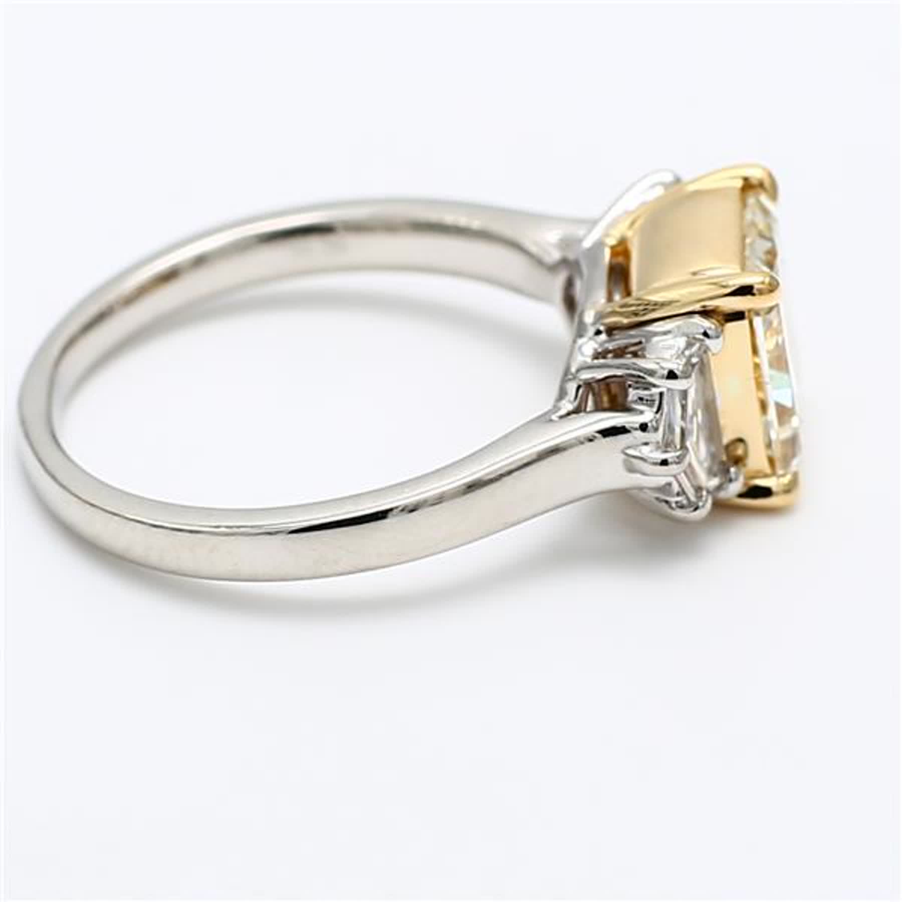 GIA Certified Natural Yellow Radiant and White Diamond 2.72 Carat TW Plat Ring