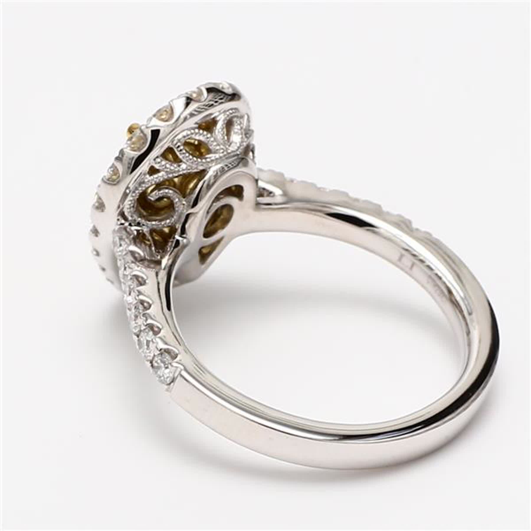 GIA Certified Natural Yellow Pear and White Diamond 2.77 Carat TW Platinum Ring