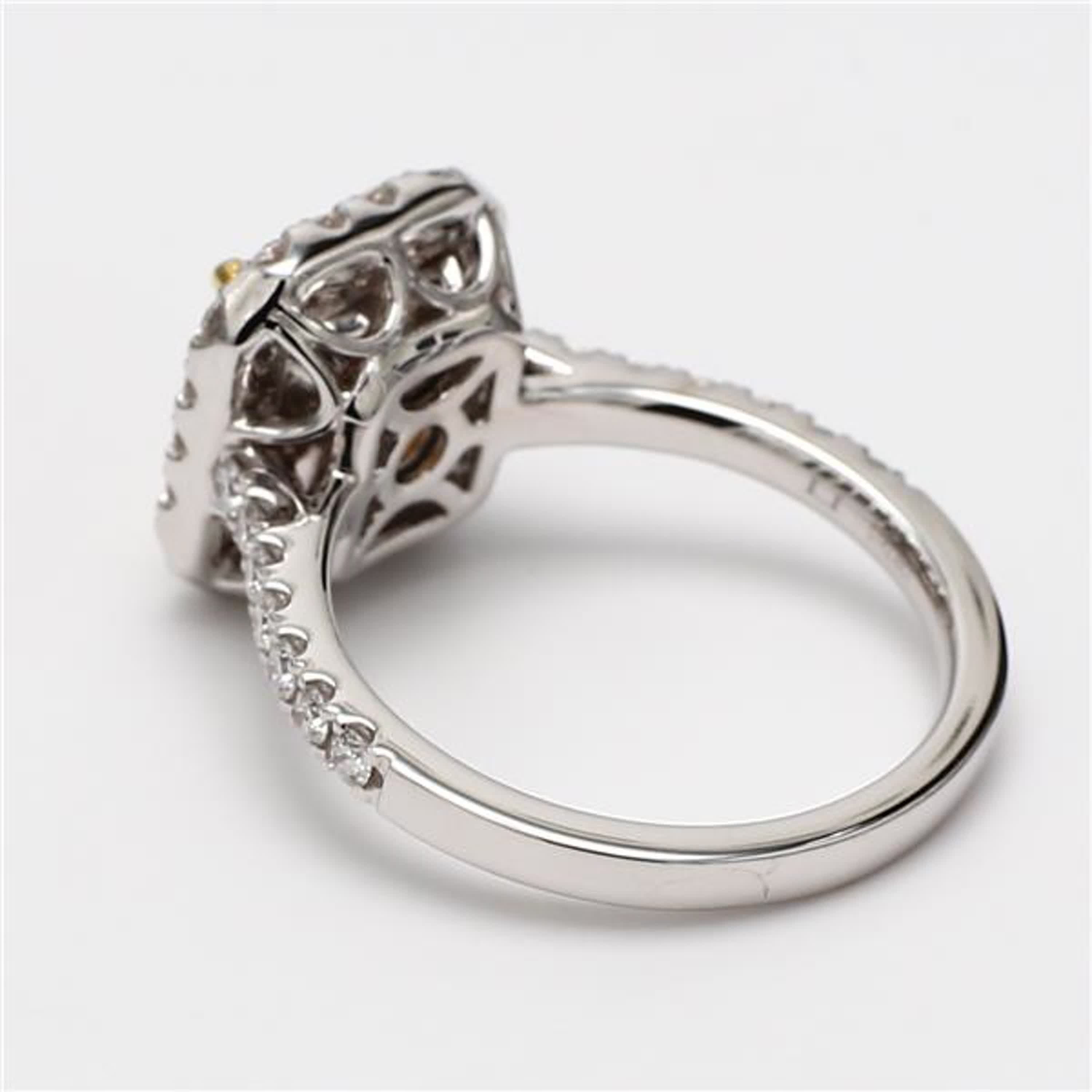 GIA Certified Natural Yellow Radiant and White Diamond 2.96 Carat TW Plat Ring