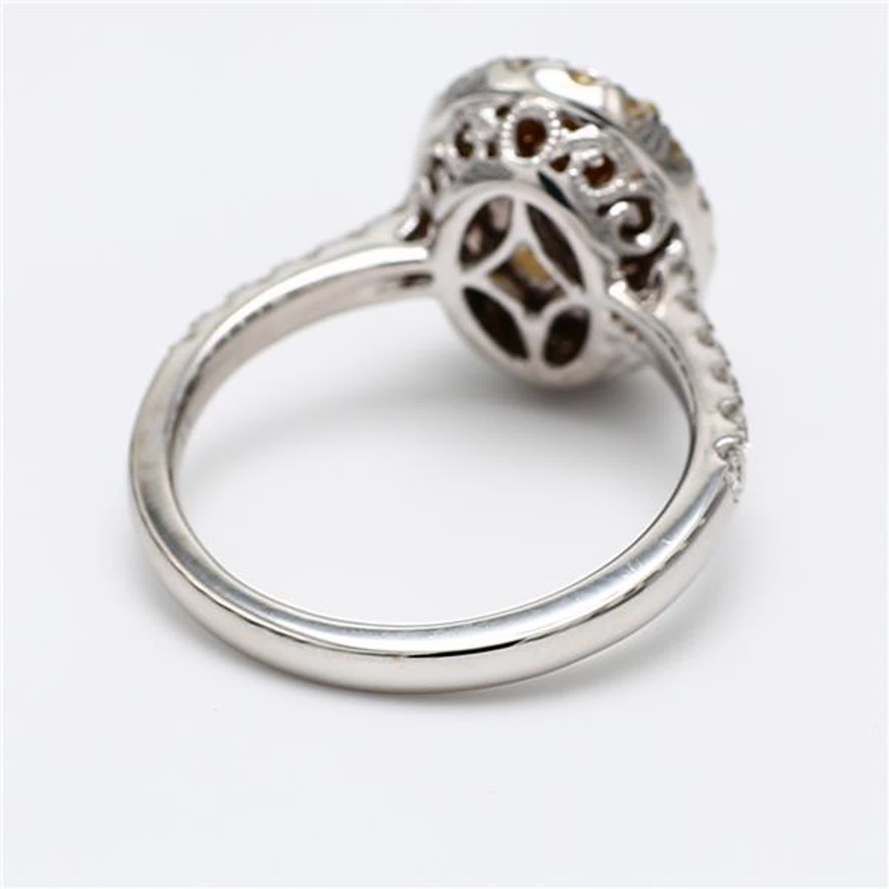 GIA Certified Natural Yellow Oval and White Diamond 3.11 Carat TW Platinum Ring