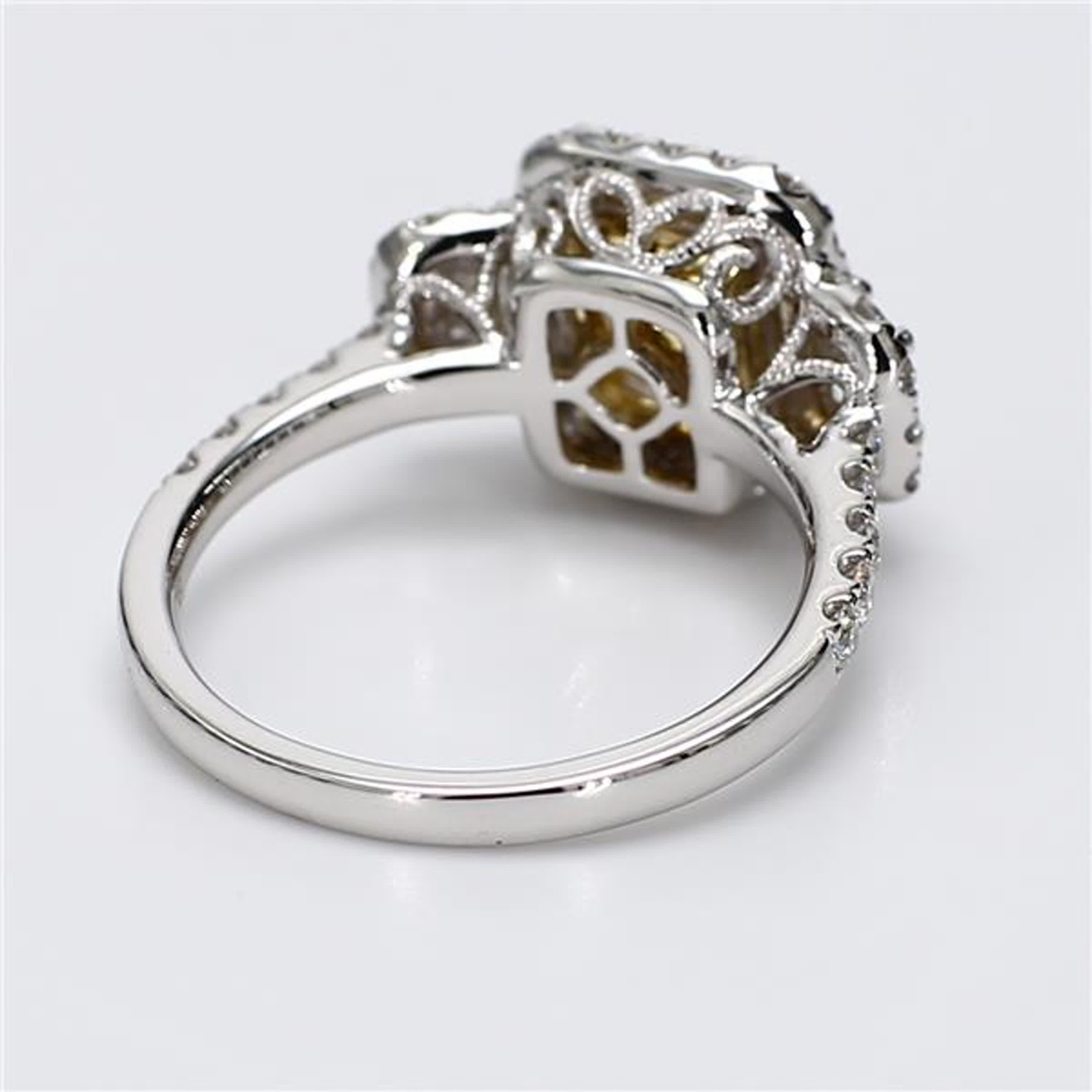 GIA Certified Natural Yellow Radiant and White Diamond 3.07 Carat TW Gold Ring