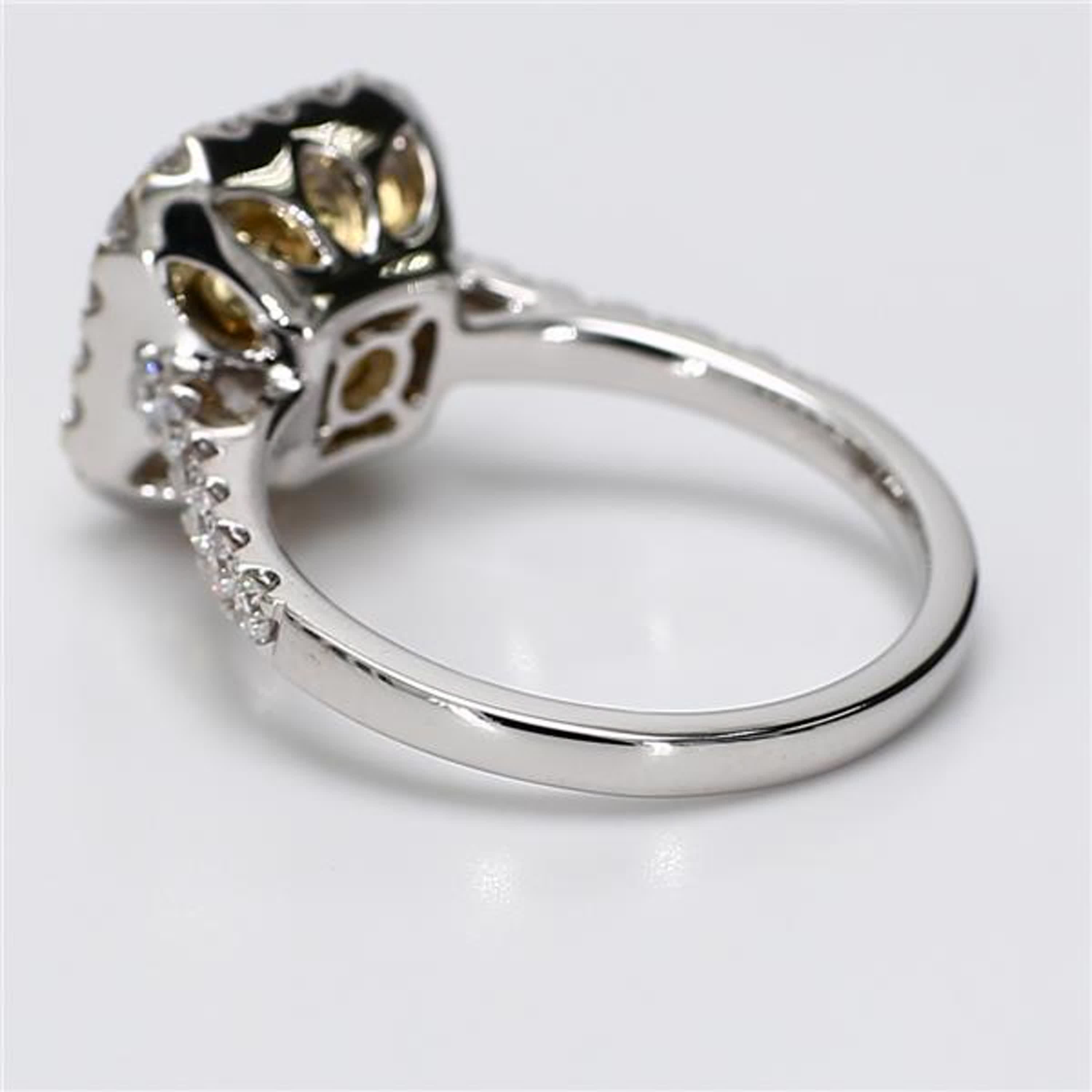 GIA Certified Natural Yellow Radiant and White Diamond 2.65 Carat TW Gold Ring
