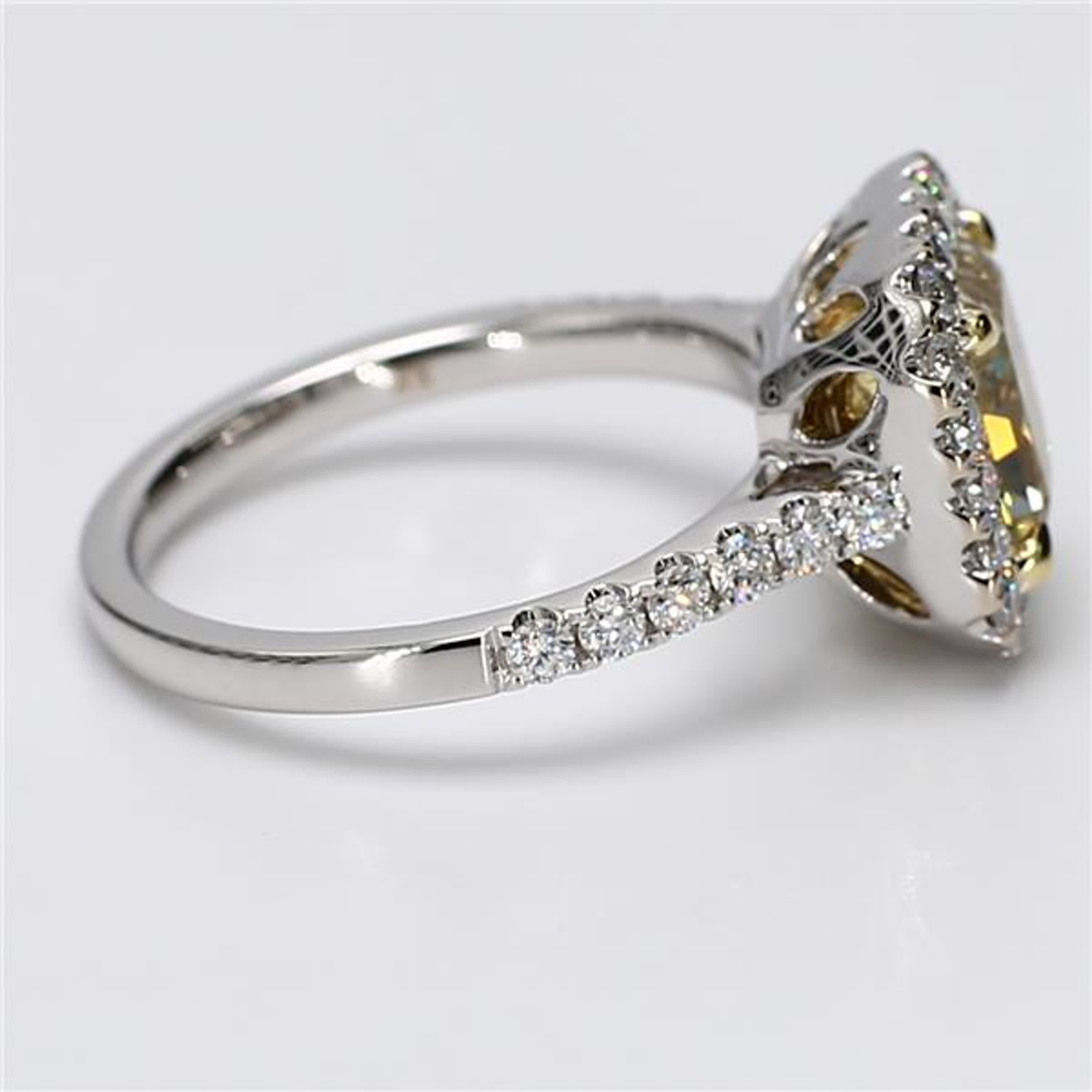 GIA Certified Natural Yellow Radiant and White Diamond 2.65 Carat TW Gold Ring
